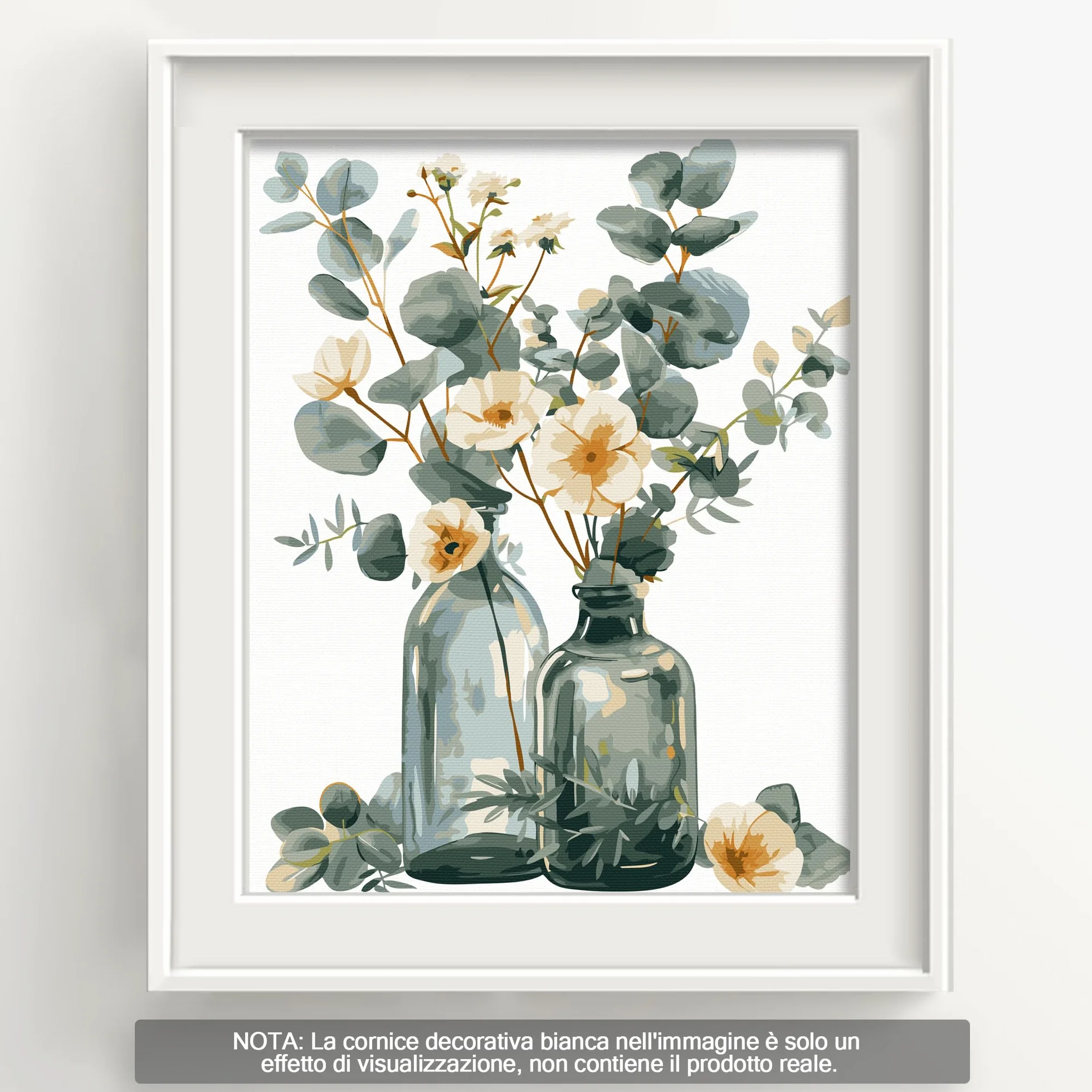 Bougimal Dipingere con i Numeri Adulti Paesaggi, Kit per dipingere con i Numeri con pennelli e pigmento Acrilico Regalo, Fiori 1, Con Telaio 28 * 35 cm