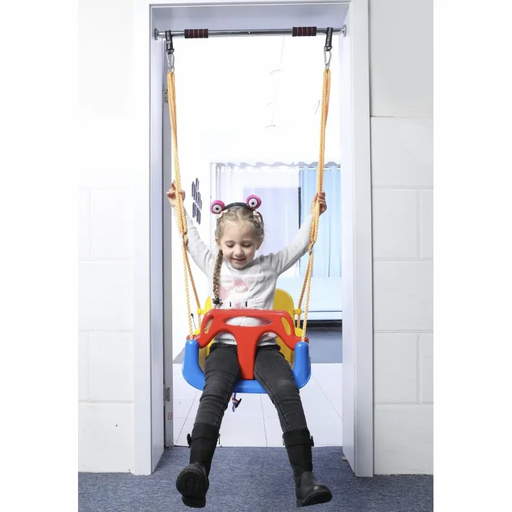 KRUZZEL Sedile per altalena con schienale e seduta, per bambini piccoli e grandi, blu, adatto per interno ed esterno, trasformabile, cresce con il bambino, 23552