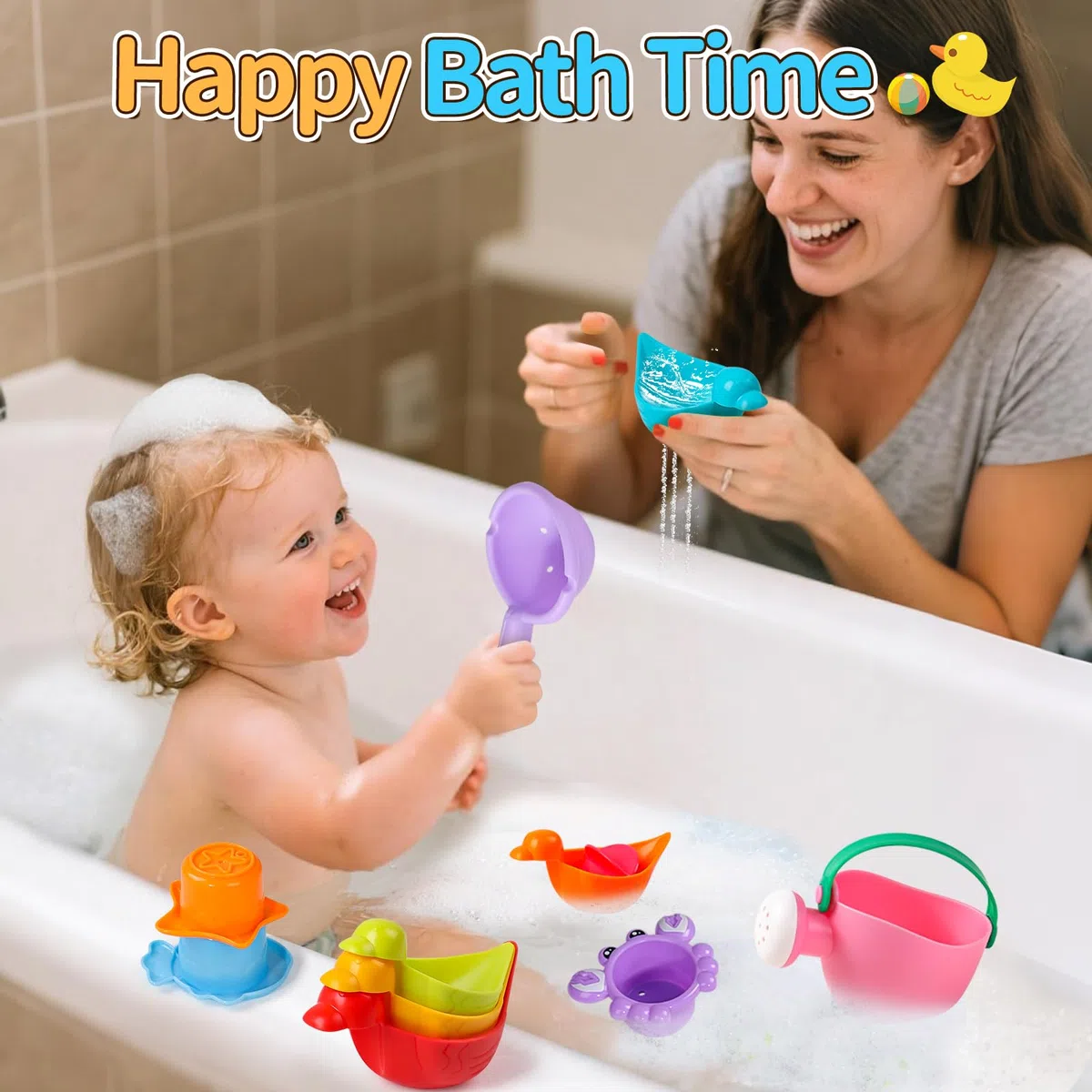 Fajiabao Giochi Bagnetto Neonato 1 2 Anni Antimuffa, Giochi Vasca da Bagno Bambini, Giochi Bambini 1 2 3 Anni, Giochi Acqua, Giocattolo per Piscina, Giocattolo Spiaggia