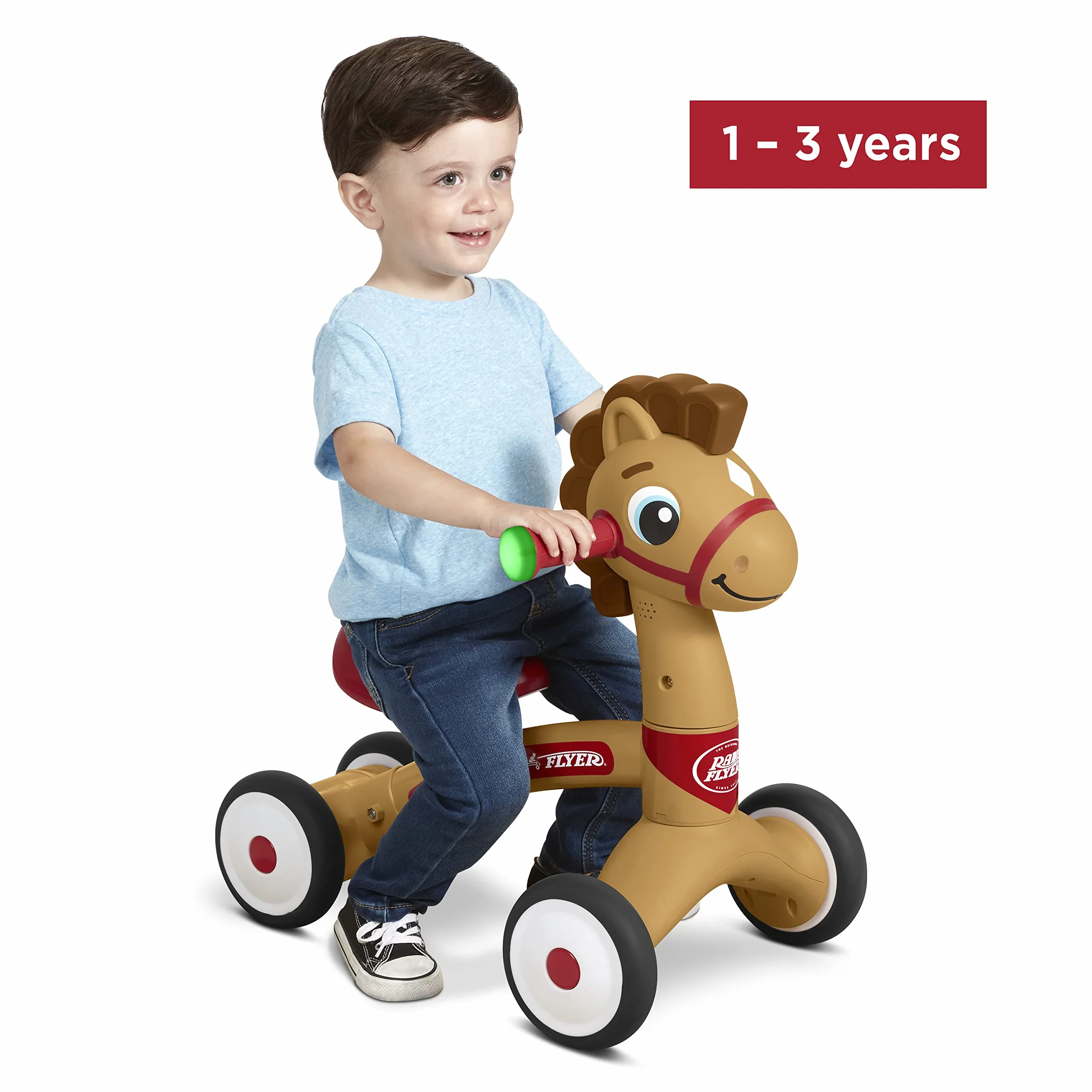 Radio Flyer Lil' Racers: Percy il Pony, giocattolo cavalcabile per bambini da 1 a 3 anni