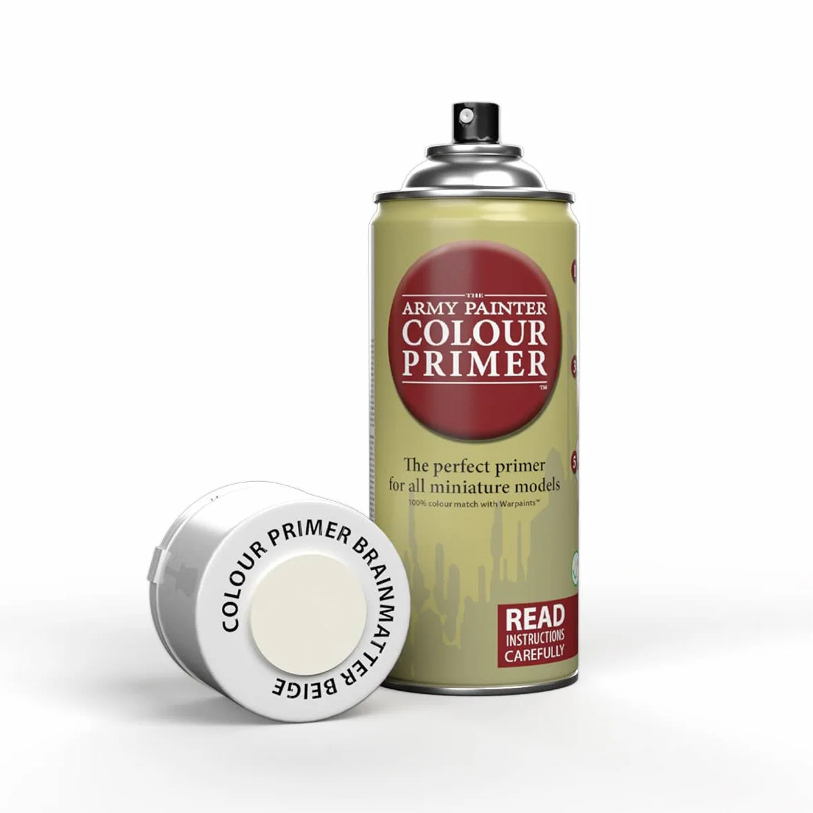 The Army Painter Primer colorato Brainmatter Beige, 400 ml di primer acrilico spray, vernice spray per primer in miniatura, giochi di ruolo da tavolo, giochi da tavolo e modellazione in miniatura di