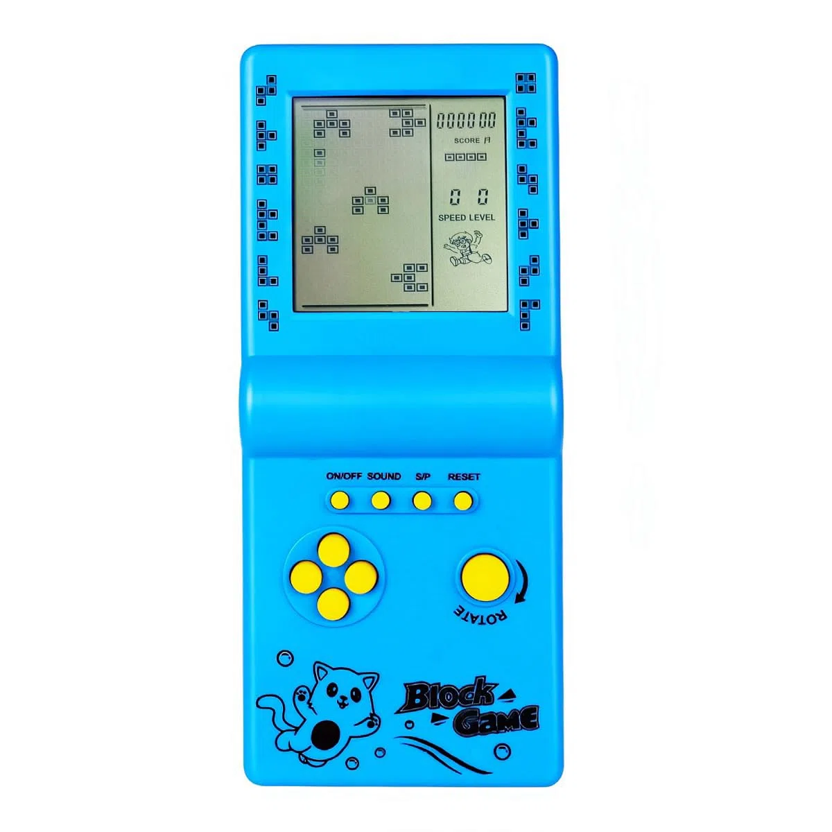 Retrò Blocca la console di gioco Giochi multipli Livello/velocità regolabile Consolle portatile Gioco di mattoni Gioco di puzzle Giocattoli elettronici Bambini/amici/regali di festa (Blue)