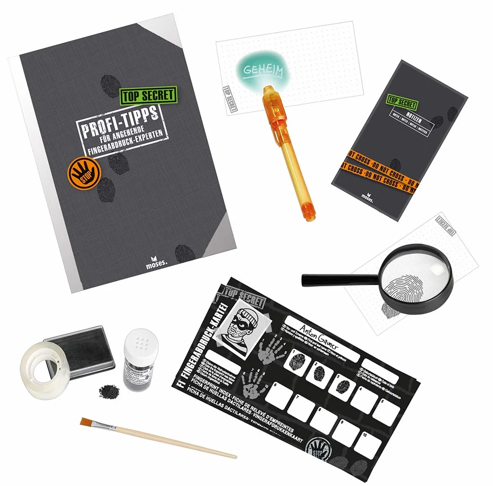 Moses. - 30711 Valigetta Top Secret per Detective - Kit di Strumenti per Agenti Segreti, 12 in 1, Colore: Nero (Lingua Italiana Non Garantita)