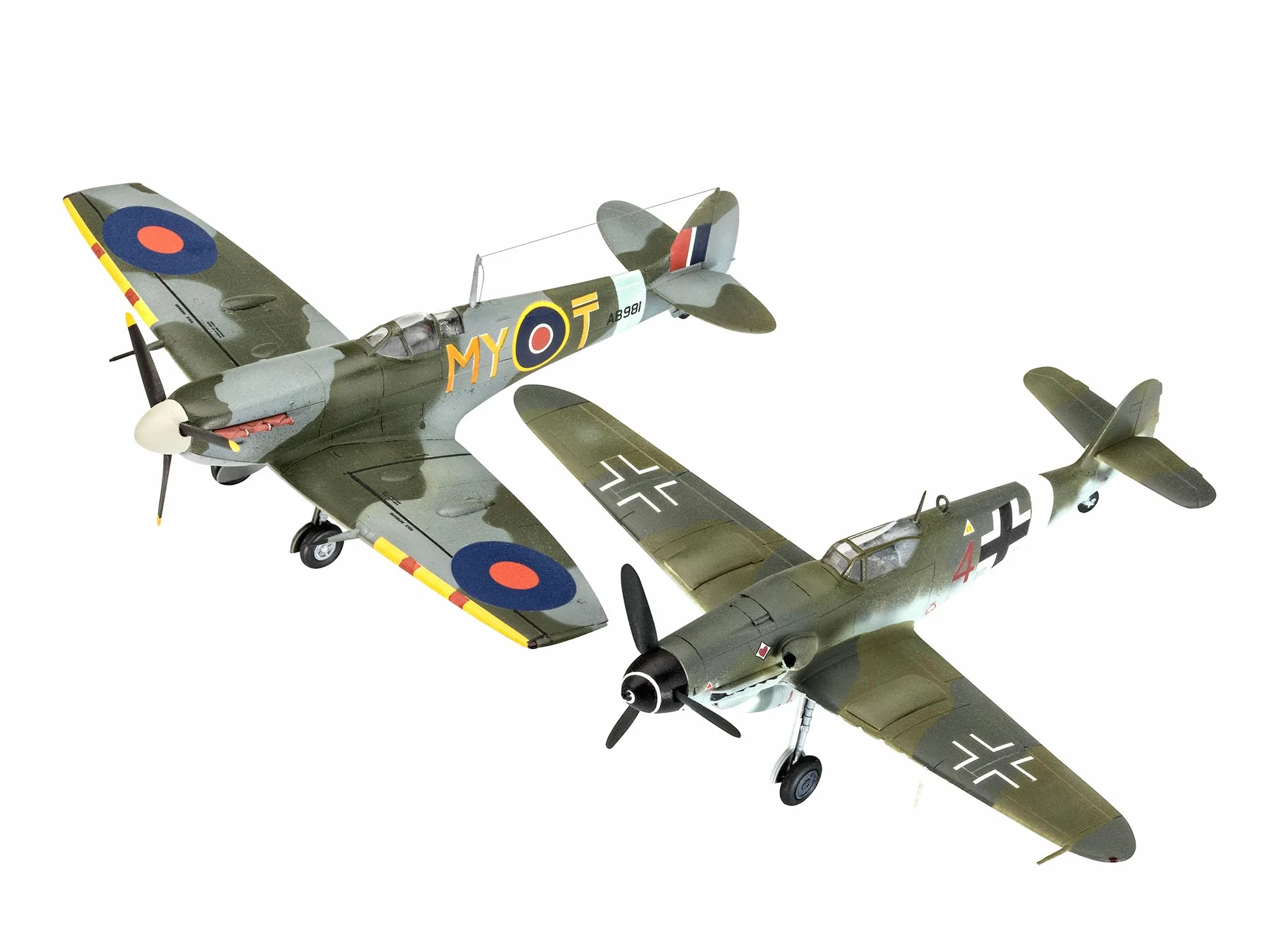 Revell Set di modellini Combat Bf109G-10 e Spitfire Mk.V, riproduzioni ricche di dettagli, scala 1:72, decalcomanie e componenti autentici, adatto per modellisti a partire dai 10 anni, medio