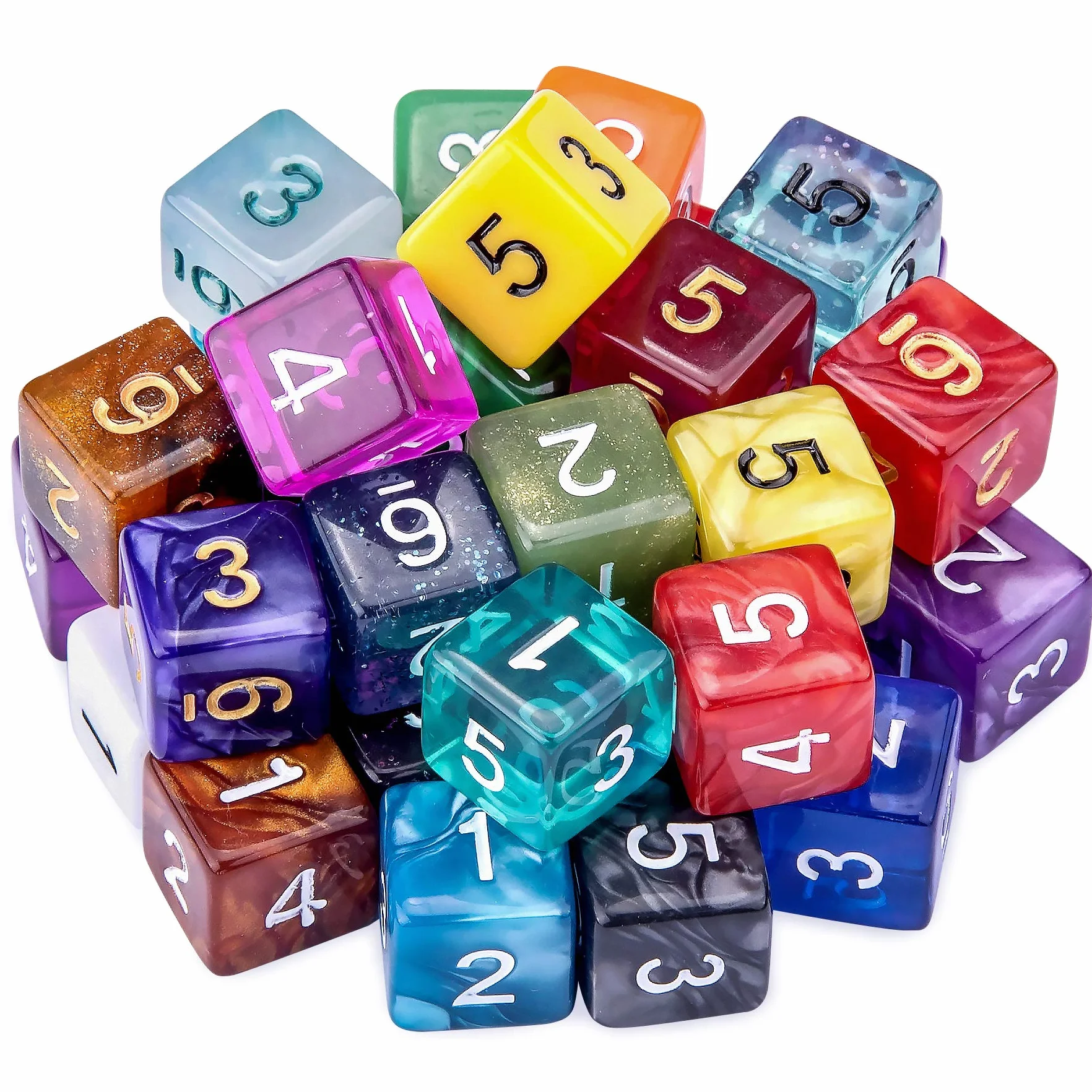 SIQUK 35 Pezzi Dadi Poliedrici 6 Facce Dadi da Gioco Colorati Dadi per DND Rpg Gioco e Matematica con Borse di Velluto