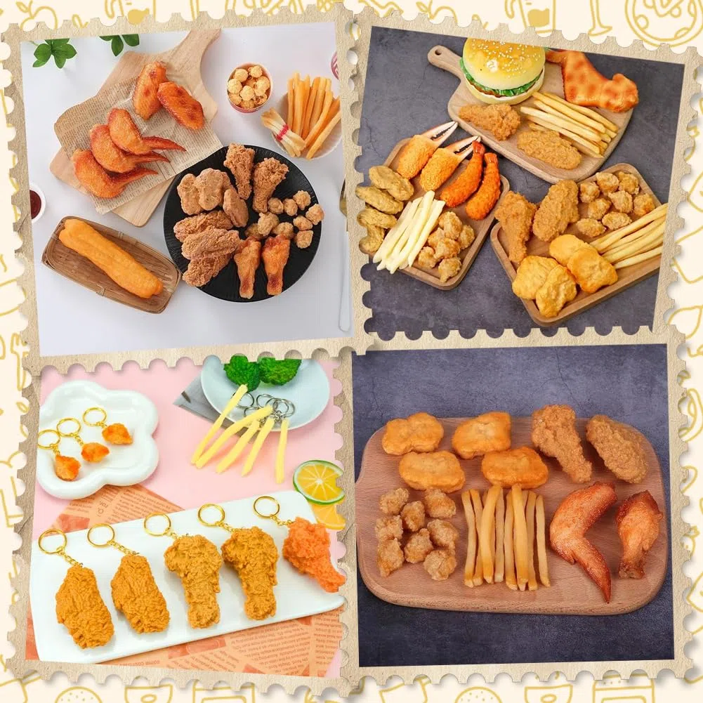 SUNNYCLUE 30 pezzo di Pollo Fritto Artificiale MoDellso Realistico Cibo Pollo Fritto Simulato Popcorn Finto Finto MoDellsi di Cibo Artificiale per La Decorazione di Feste In Cucina Domestica Fotografi
