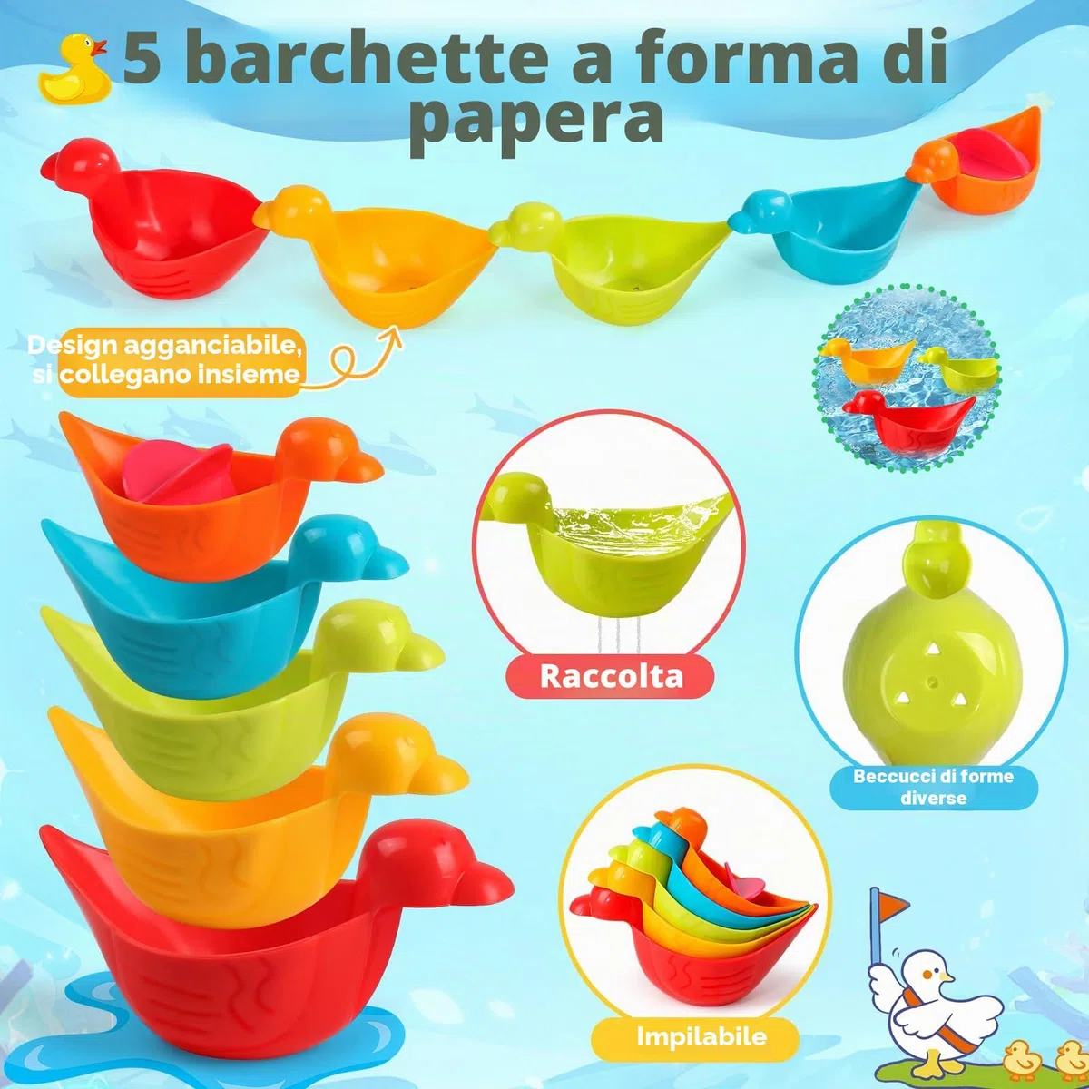 Fajiabao Giochi Bagnetto Neonato 1 2 Anni Antimuffa, Giochi Vasca da Bagno Bambini, Giochi Bambini 1 2 3 Anni, Giochi Acqua, Giocattolo per Piscina, Giocattolo Spiaggia