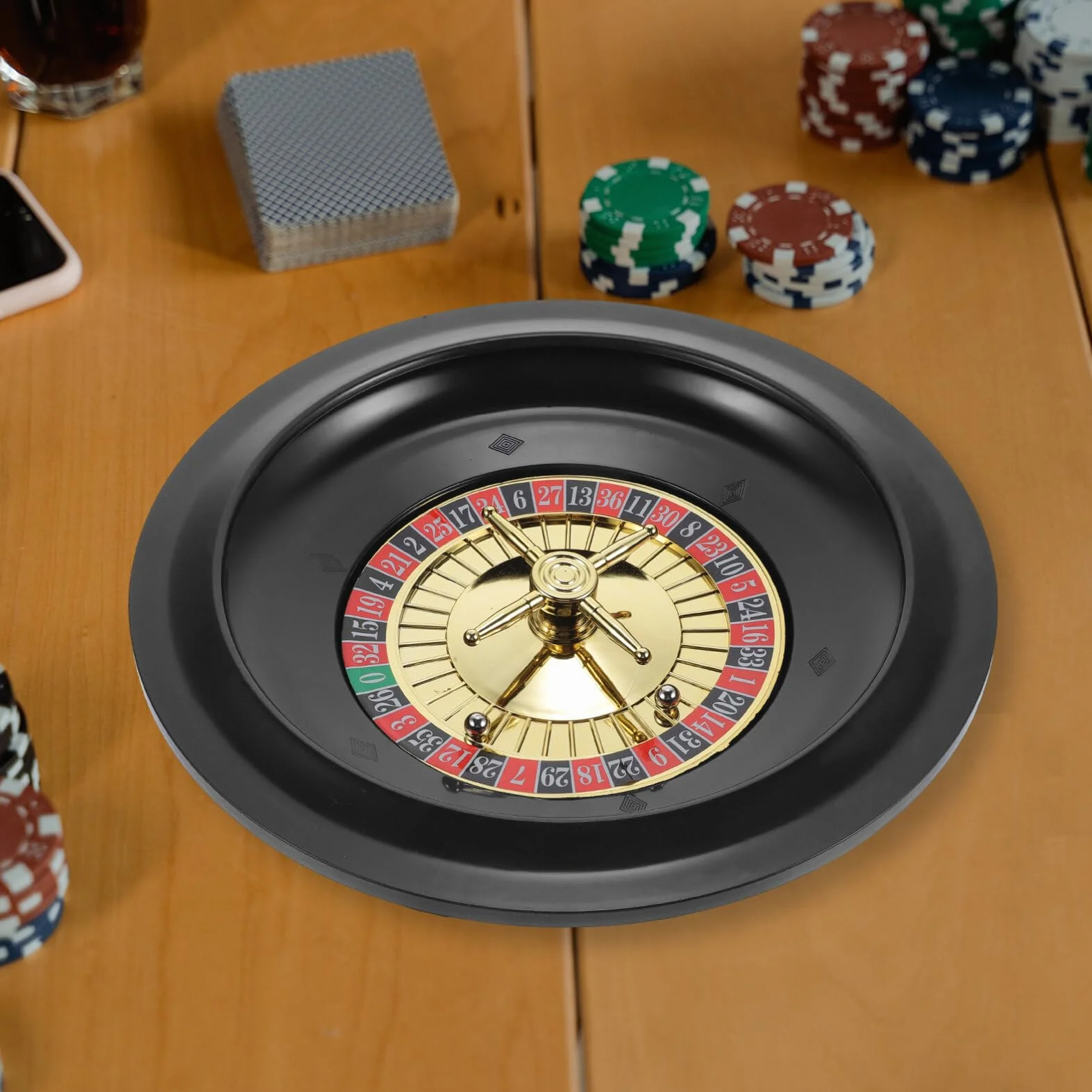 Ifundom Ruota della Roulette da 10 Pollici - Gioco da Poker da Tavolo Russo Rotante in Plastica - Prop per Feste
