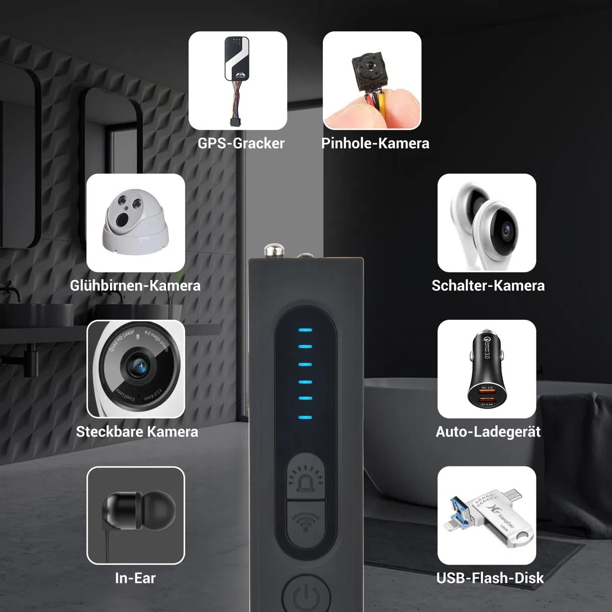 Rilevatore di Telecamera Micro Spia: Rilevatore di Bug RF Senza Fili per Telecamera Nascosta, Anti-Spia GPS Tracker Scanner Nascosto GSM Dispositivo di Ascolto Finder per Ufficio a Casa Hotel