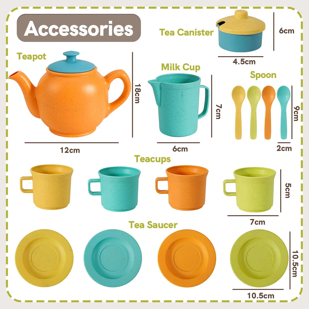AOLEVA Set da tè per bambini per bambine piccole, fingere di giocare pomeridiano tè party set accessori da cucina giocattoli da picnic in plastica regali per bambini ragazze ragazzi bambino 3 4 5 anni