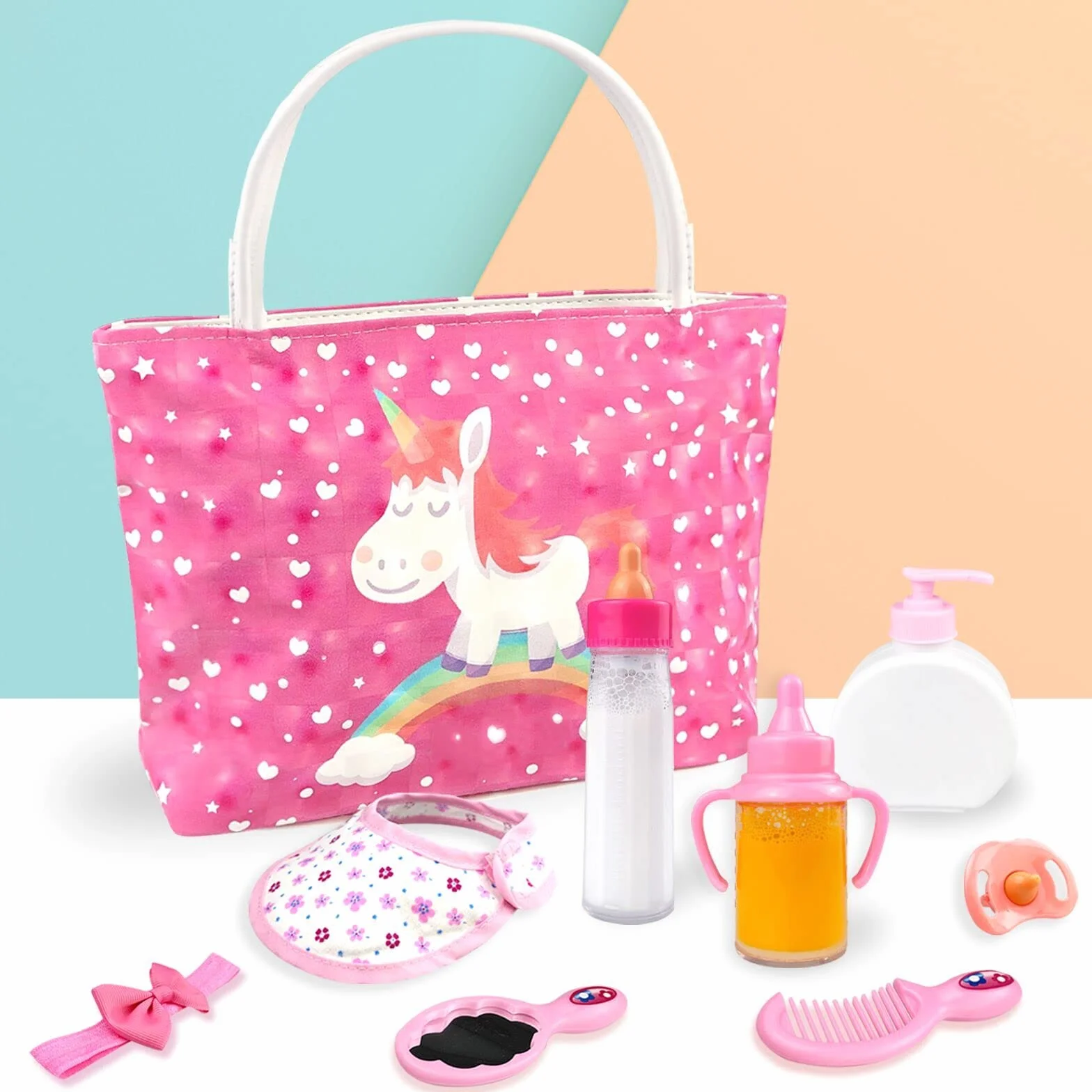 Accessori per bambole - Set di Alimentazione e Cura per Bambole con Biberon e Pannolini per Ragazze, Regalo Giocattoli per Bambini, Vestiti per Bambola Adatta 14-16 Pollici e 18 Pollici Bambola