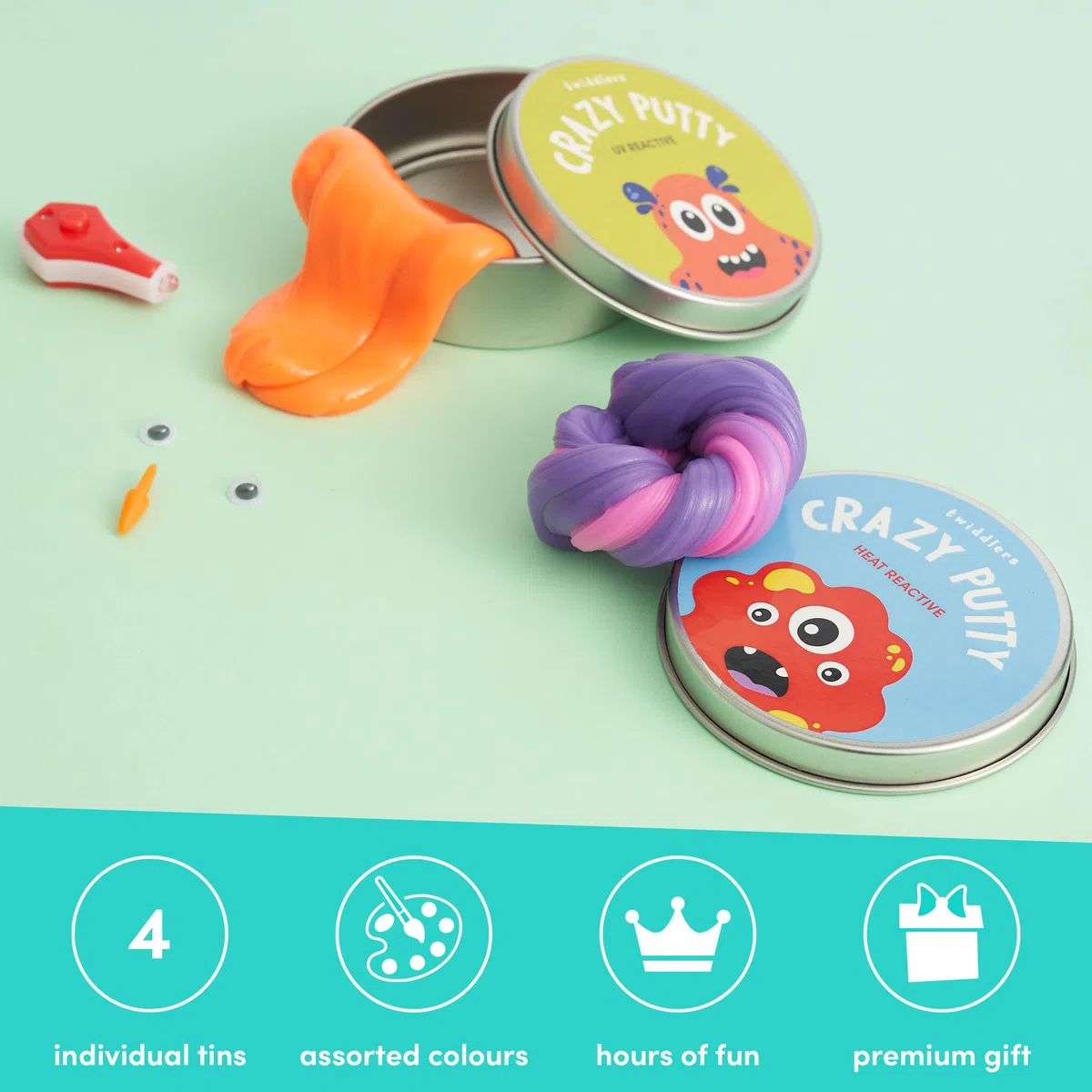 Slime Muta Colore Confezione da 4 Vasetto Grande, Reattivo a Calore e UV