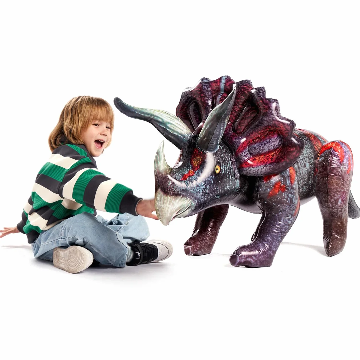 JOYIN Triceratops Giocattolo gonfiabile dinosauro per feste in piscina, decorazione festa di compleanno, regalo per bambini e adulti