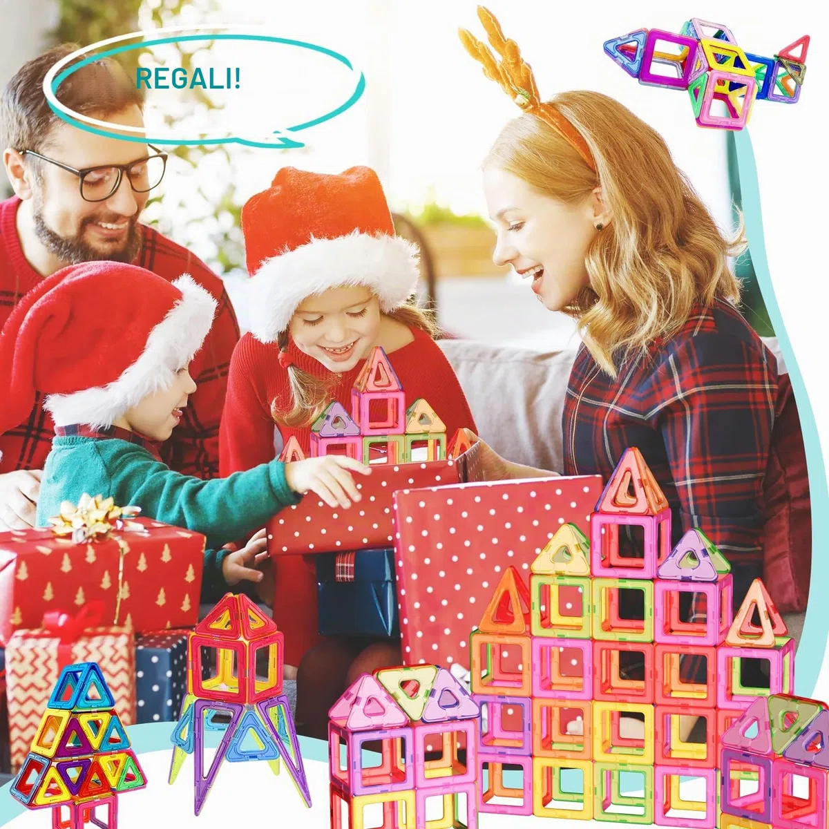 Blocchi Magnetici 120 Pezzi Giocattolo Magnetico per Bambini Giocattolo Educativo a partire da 3, 4, 5, 6, 7, 8 Anni Magneti Giocattolo Regalo per Ragazzo Ragazza Blocchi da Costruzione