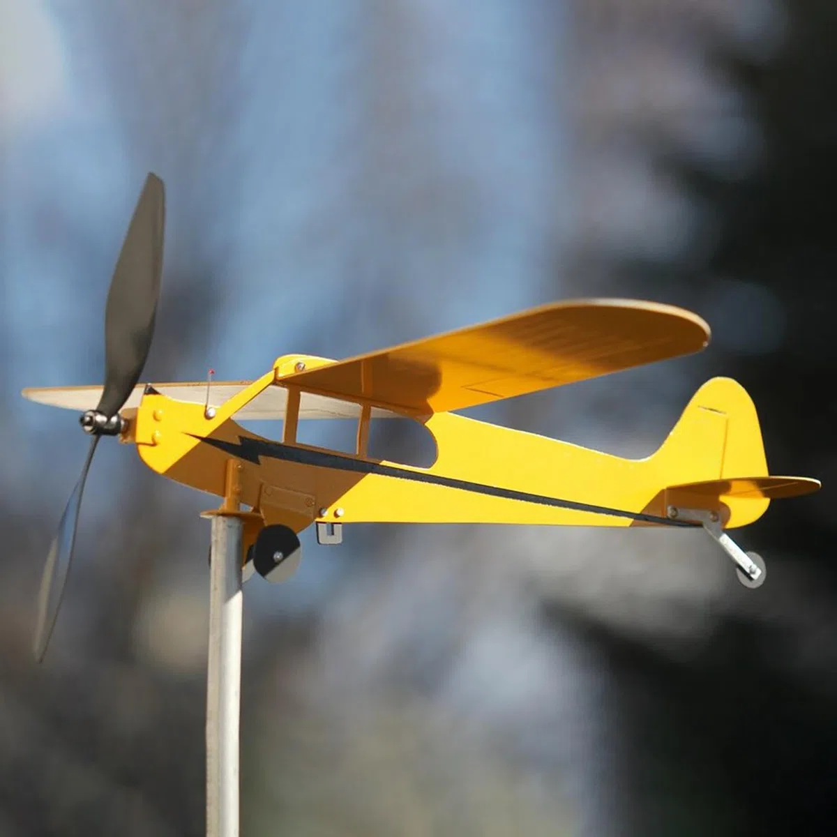 Spinner Per Esterni - Mulino A Per Aeroplano, Piper J3 Aeroplano Banderuola Da Giardino Mulino A Arte Del Giardino Scultura A In Metallo Mulino A Per Esterni Aereo Classico