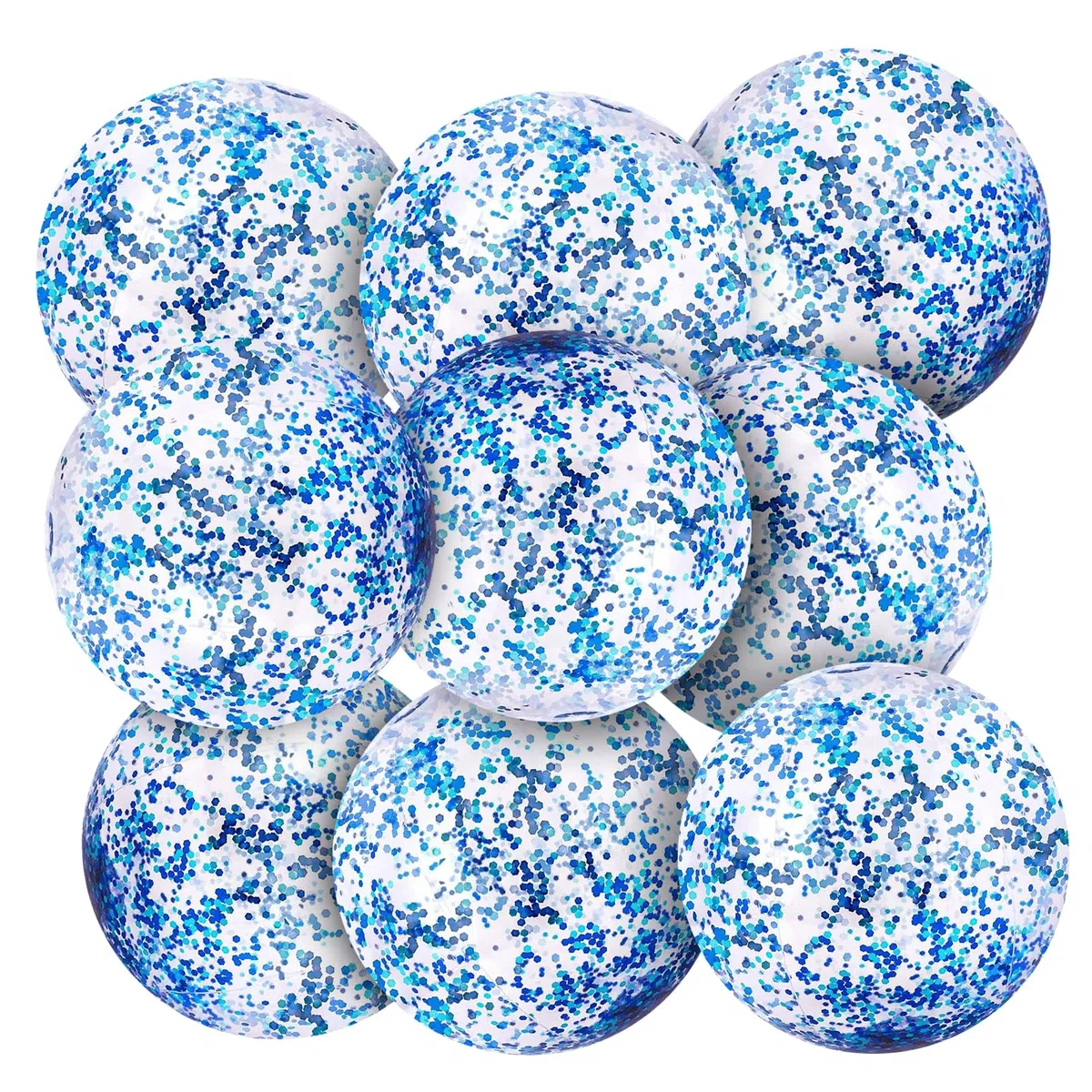 9 Pezzi Palle da Spiaggia, 8 Pollici Palloni da Spiaggia Gonfiabili, Glitterate Pallone da Spiaggia, Gonfiabile Palla da Piscina per Bambini Adulti Eestive all'aperto, Estiva, Spiaggia (Blu)