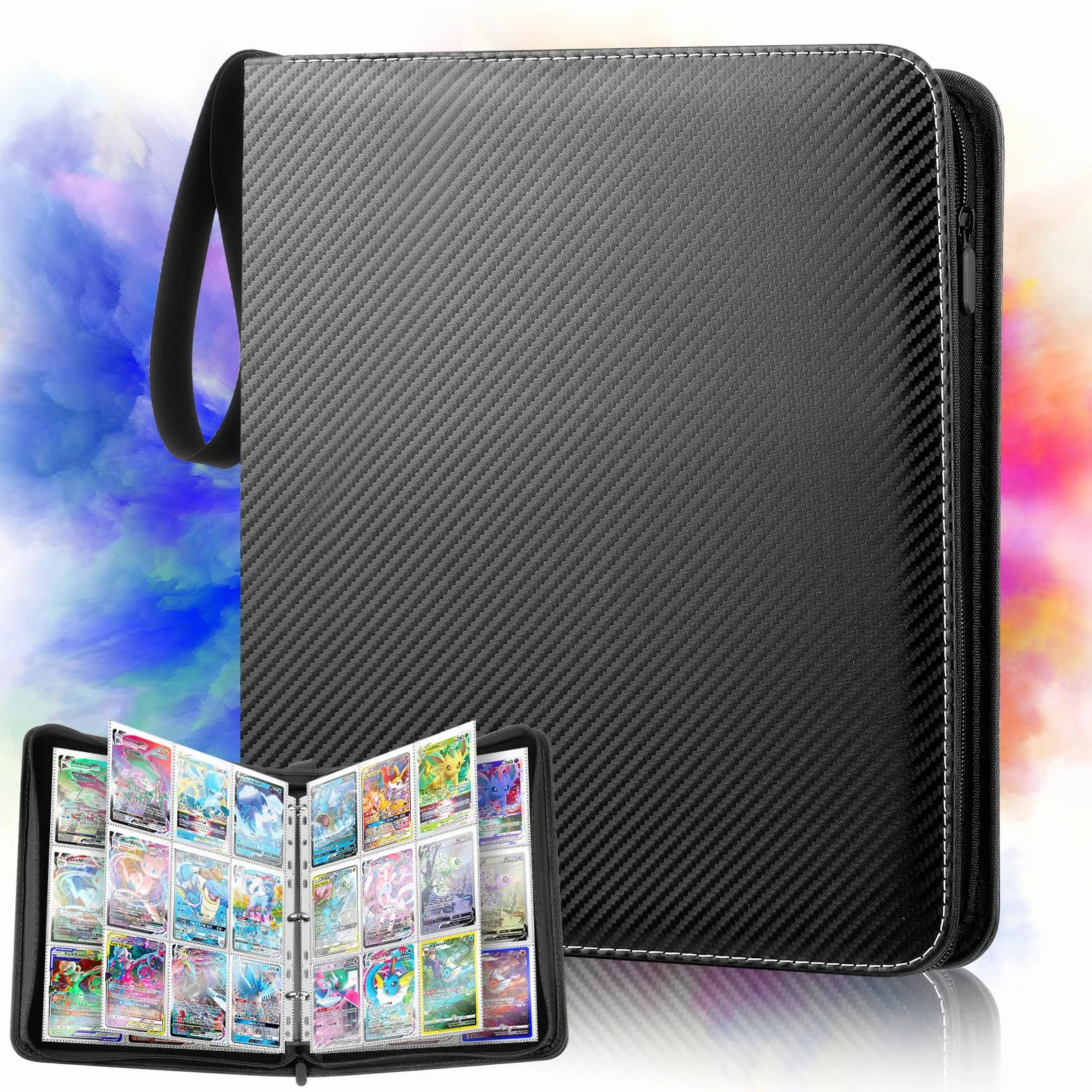 GIBOHOM Raccoglitore Carte Magic, 900 Tasche Album Carte, 50 Pagine Album One Piece Card Game, Album di Carte per Giochi di Carte Collezionabili (Nero)