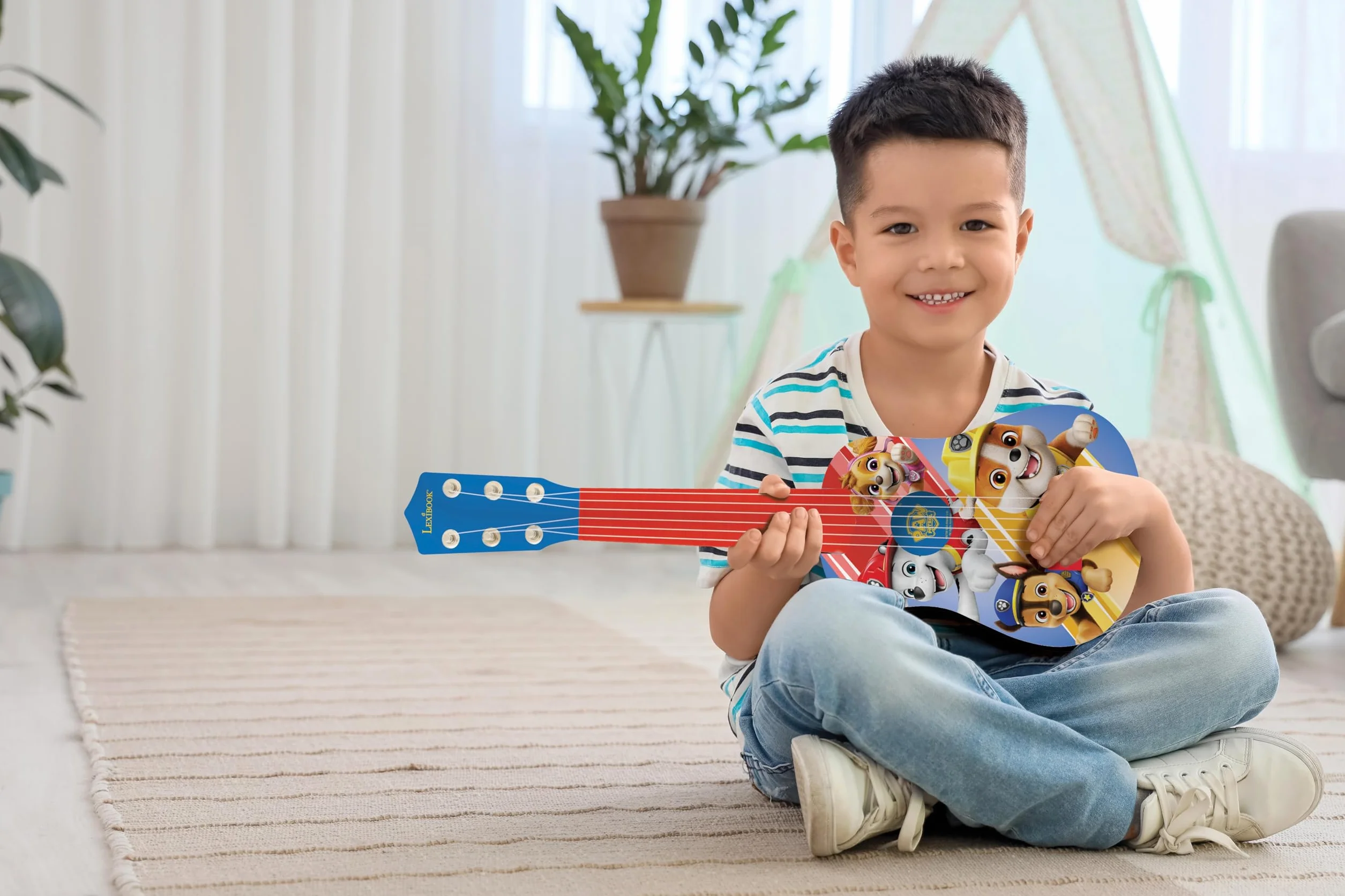 Lexibook Paw Patrol La Squadra dei Cuccioli Chase La mia Prima Chitarra, 6 corde in nylon, 53 cm, guida inclusa, blu/rosso, K200PALXB