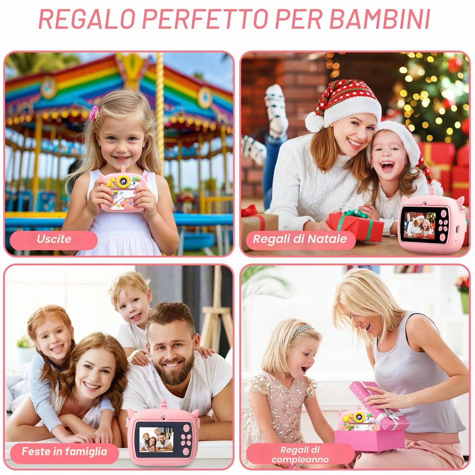 Macchina Fotografica Bambini, 2,4 Pollici Macchina Fotografica Istantanea, 1080P Macchina Fotografica Bambini Istantanea, con 32GB Scheda SD e Carta da Stampa, Regalo per Bambini dai 3-12 Anni
