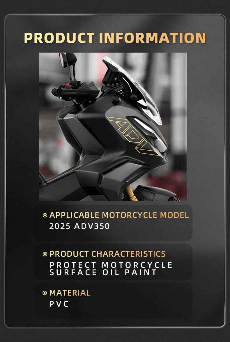 per Honda ADV350 2025 | Kit adesivi per carenatura, decalcomanie per zona della testa con motivi personalizzati, resistenti ai raggi UV, taglio di precisione (stile 6 argento opaco)