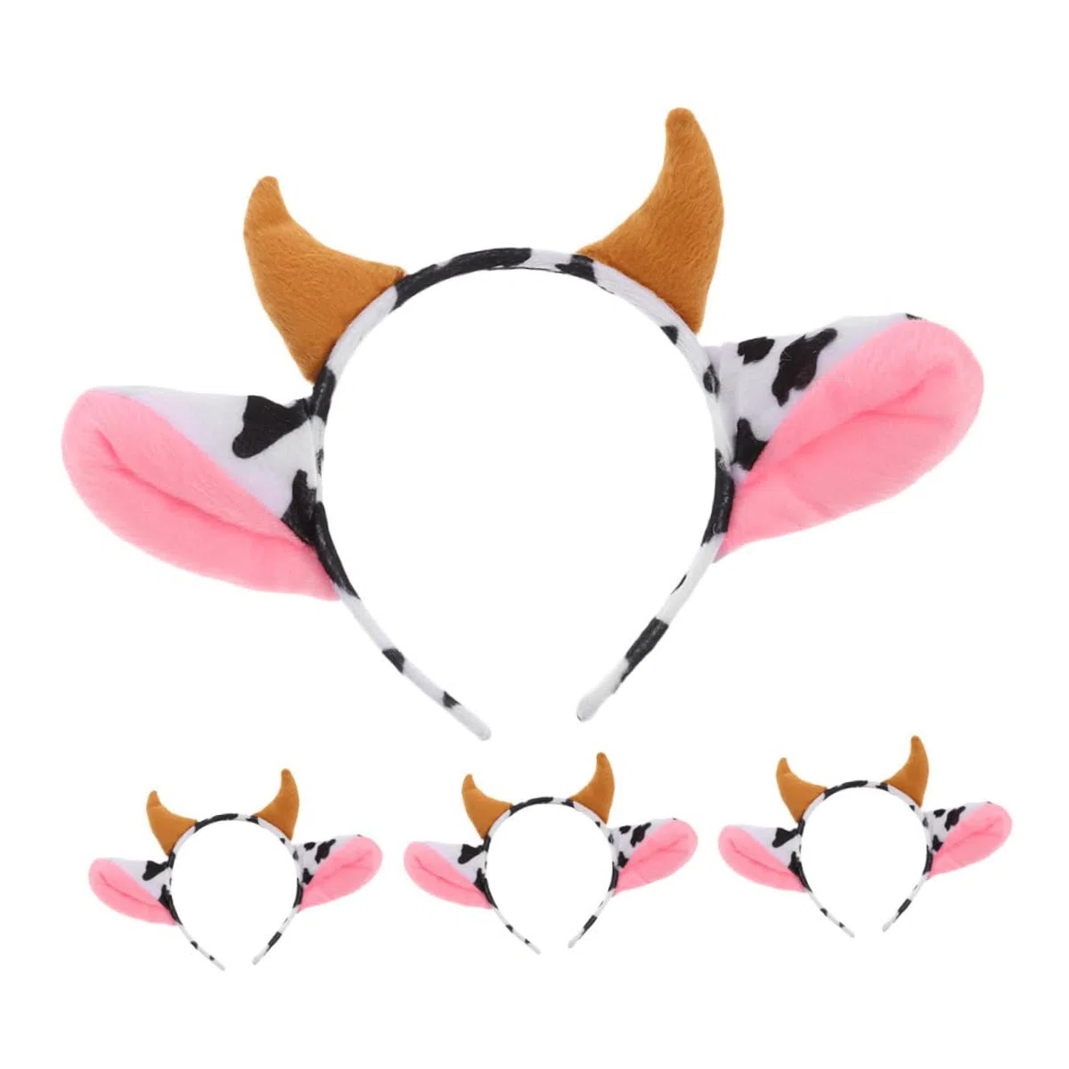 TOYANDONA 4pezzi Cerchietto per Capelli Forma di Mucca Corna e Orecchie Design Elastico per Feste Tema Cosplay e Spettacoli Adatto Tutte Testa