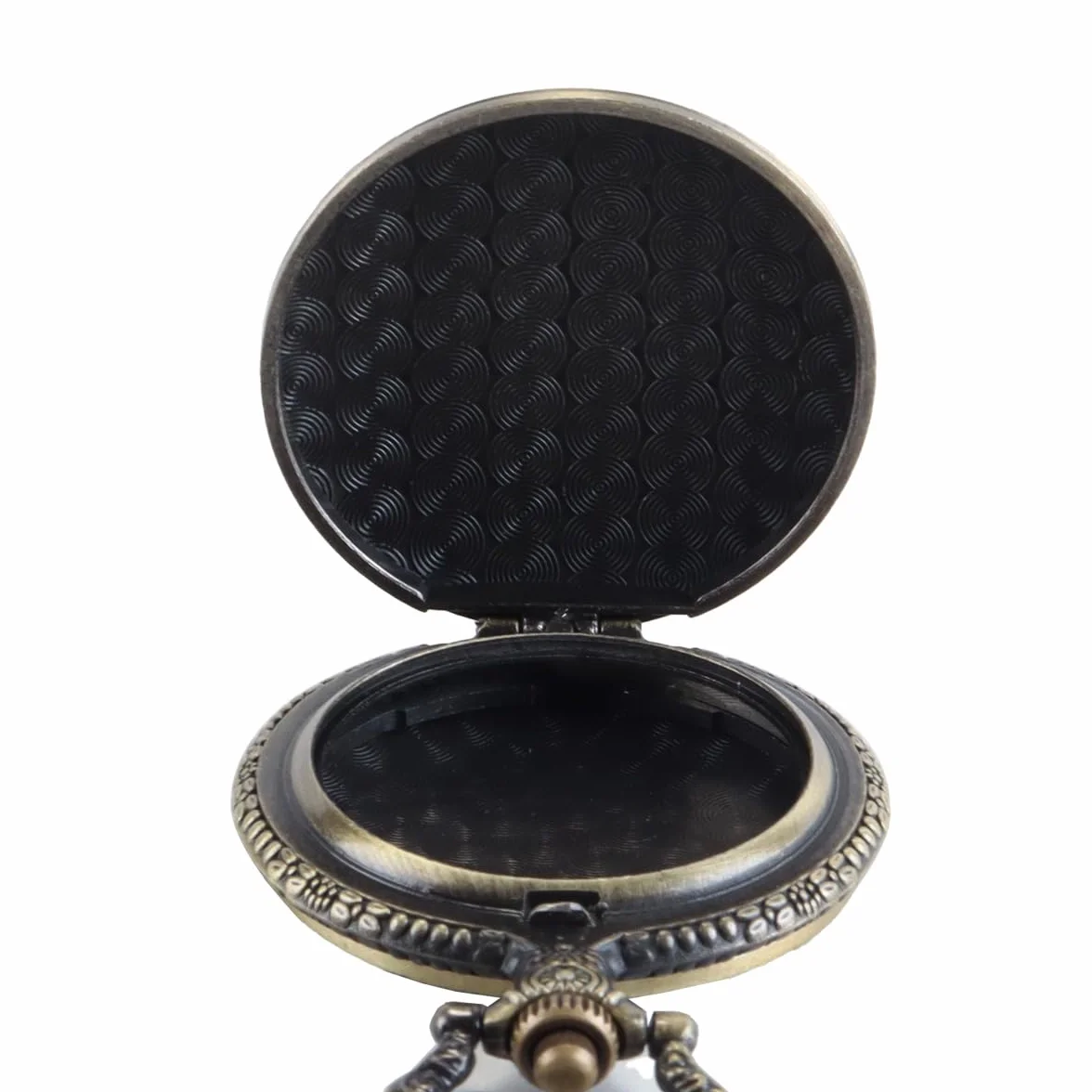 Mini set di dadi DND con orologio a forma di testa di lupo in rilievo, 7 dadi poliedrici in lega di zinco, catena in bronzo anticato, confezione regalo per giochi di ruolo da tavolo