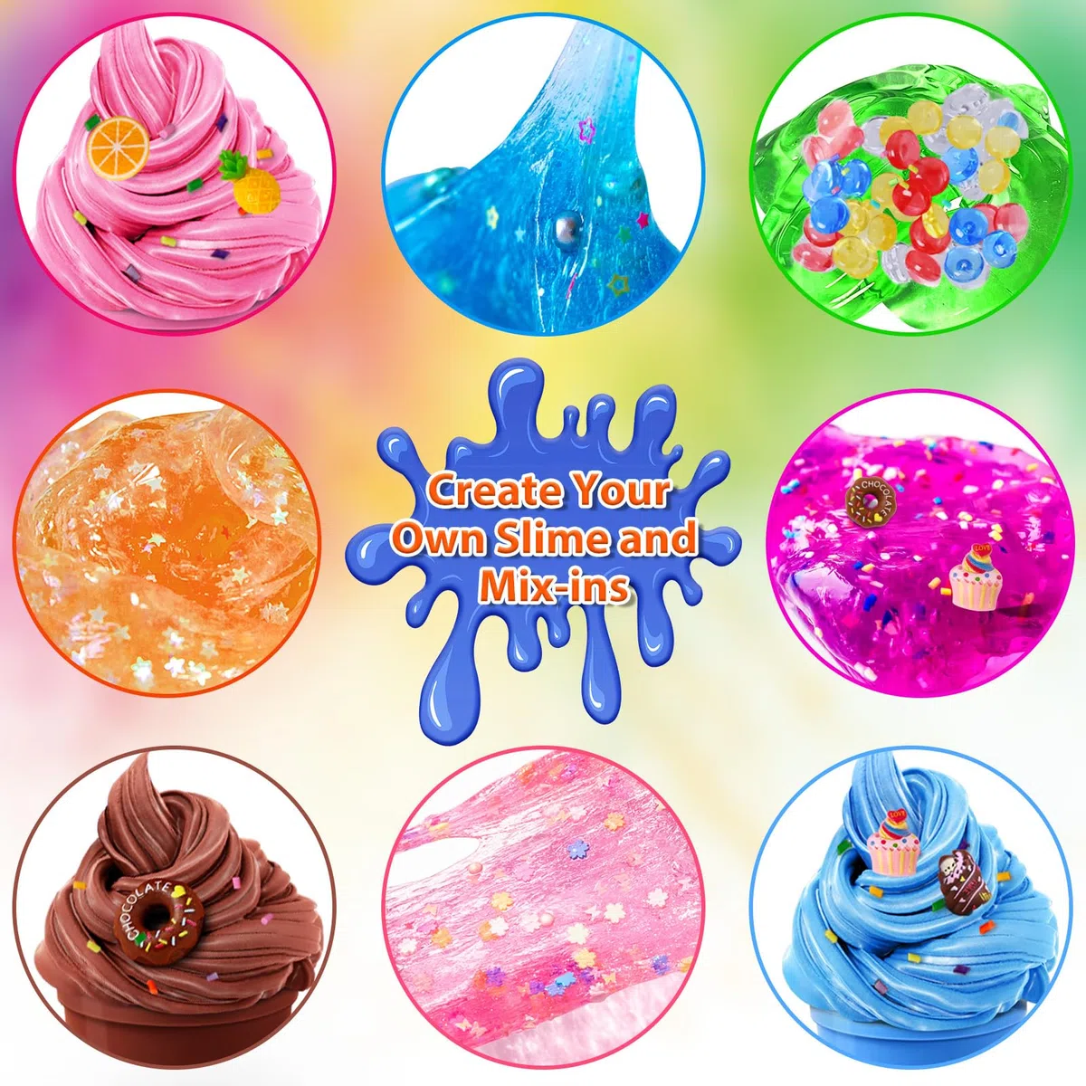 YOPINSAND 20 Colori Fai da Te Slime Kit Slime Making per Ragazze, Crystal Clear Slime, Glow in the Dark Slime con Sfere di Schiuma Aggiuntive, Charms, Glitter, Giocattolo Regalo per Bambini