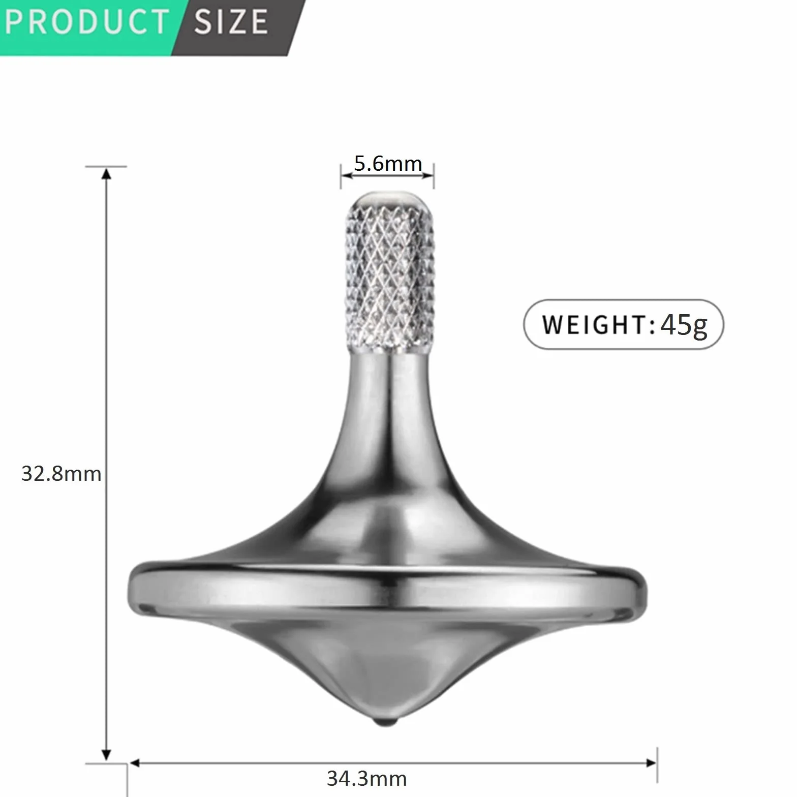 Trottola di precisione in metallo, LOQATIDIS rotazione liscia per molto tempo, Tempo di rotazione ottimale superiore a 8 minuti, equilibrio perfetto Giocattoli EDC ben fatti (Argento)