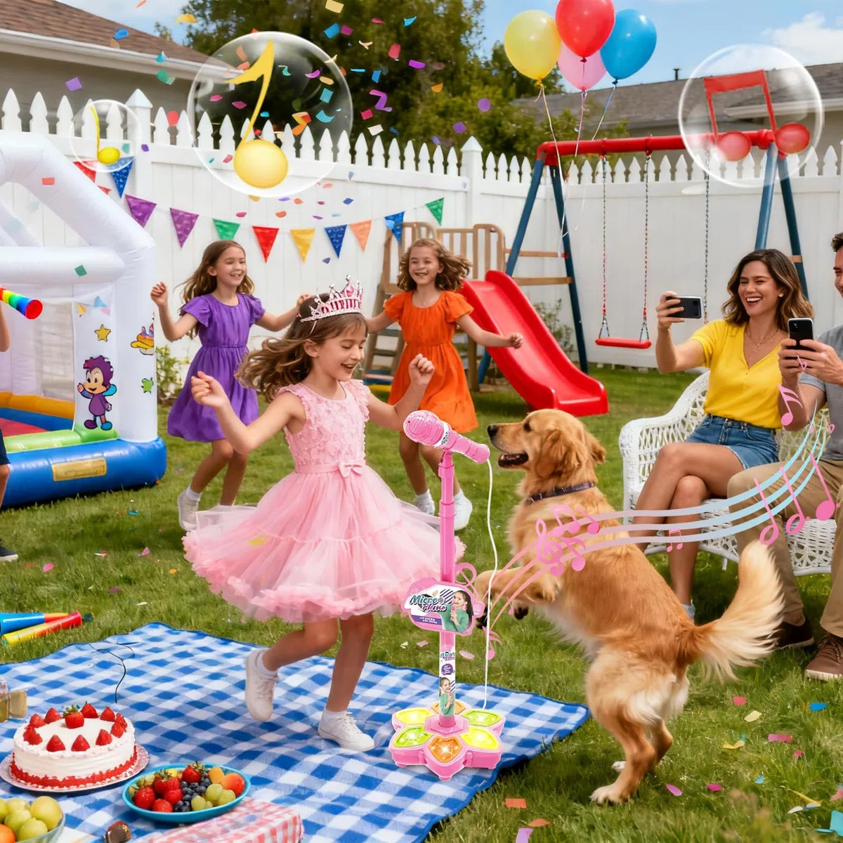Microfono Giocattolo per Bambini,Accessorio Karaoke Senza Fili con Multicolori,Macchina Karaoke con Supporto | per Bambini, Ragazzi e Ragazze, Feste di Compleanno, Performance e Gioco
