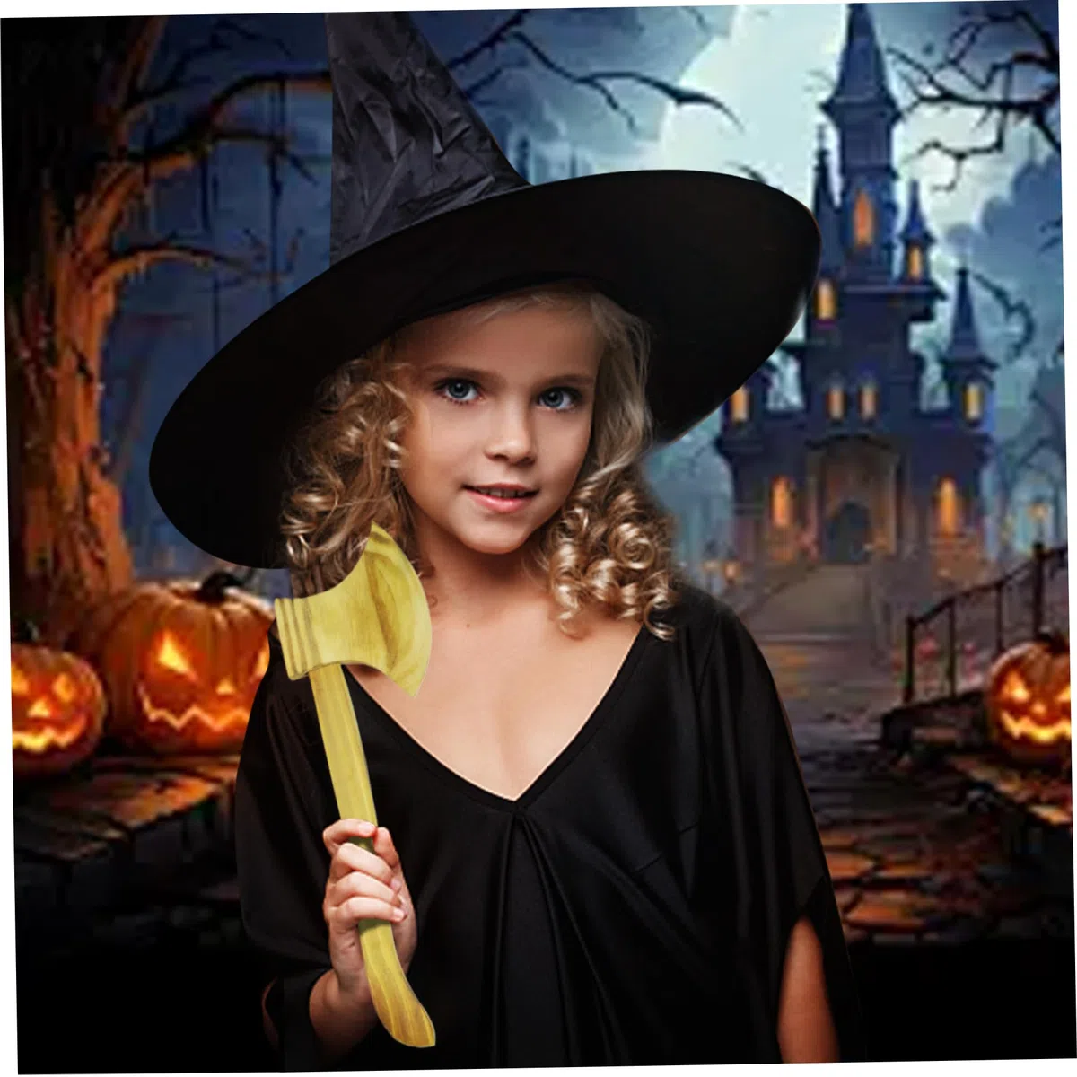 Realistica Ascia Giocattolo in Legno Accetta Leggera da 13 Pollici – Oggetti di Scena con Texture per Halloween, Natale, Pasqua, Carnevale, Festa in Costume