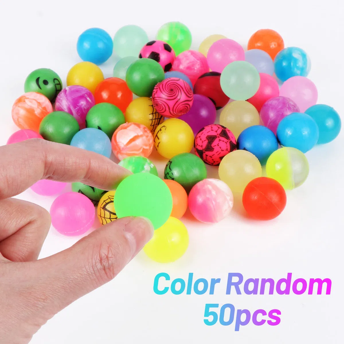 JSMTKJ 50 Pezzi Palline Rimbalzanti, Giocattoli con Palline di Gomma, Palline di Gomma rimbalzanti per Bambini per Feste Premi Regali Modello Casuale