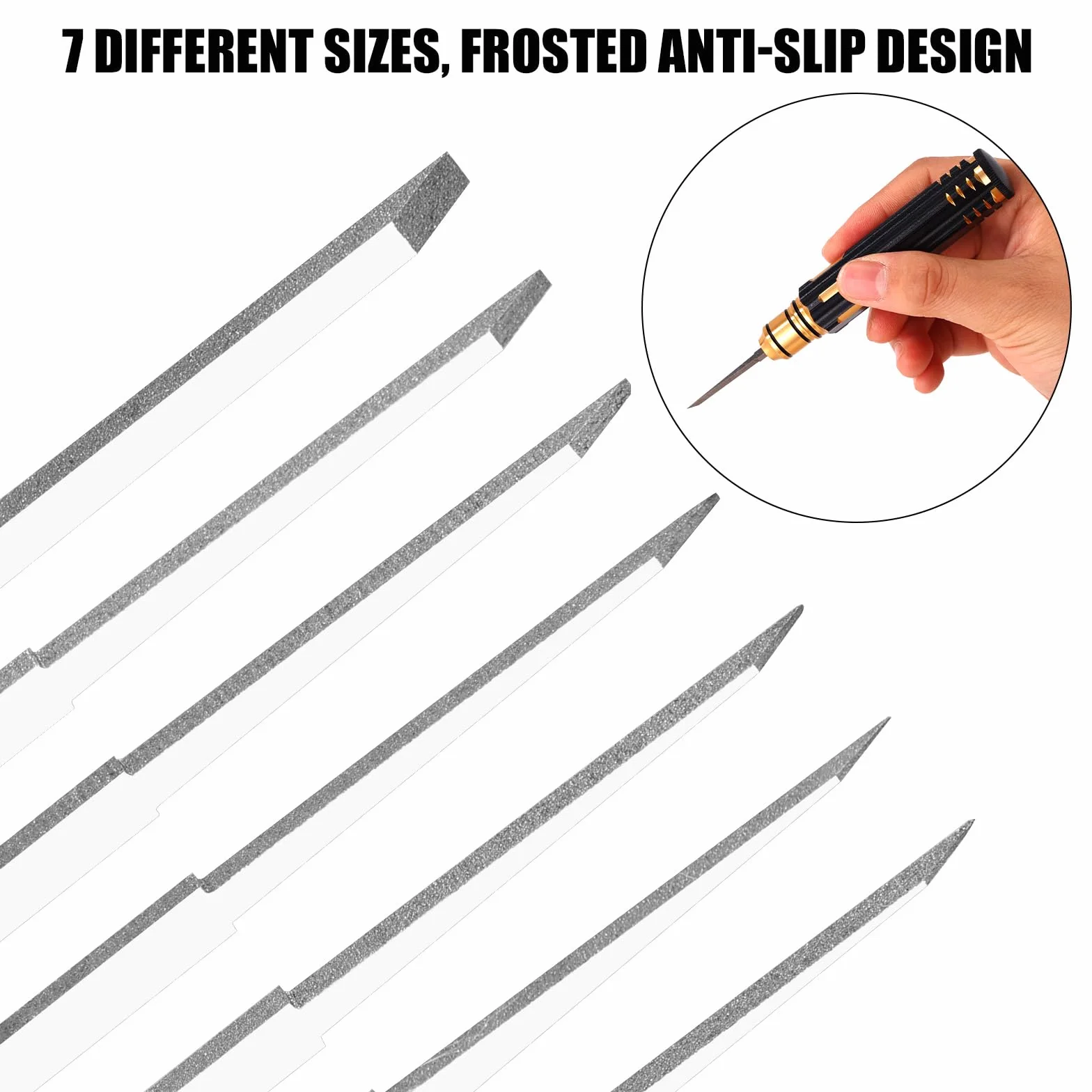 Kit Strumento Incisione Modelli, Scalpello Modelli con 7 Lame 0.1/0.2/0.4/0.6/0.8/1.0/2.0mm, Incisore Linee Linee Pannellatura Precisione per Gundam Incisione Resina GK Modellini Scala