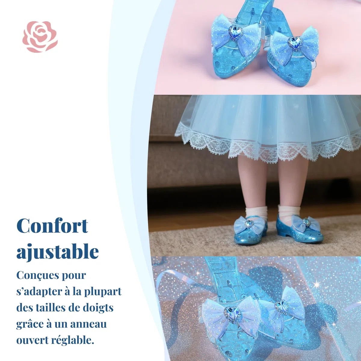 Scarpe da Principessa con Fiocco, Scarpe Tacco Bambina, Sandali in Gelatina per attività di Gioco di Ruolo Come Spettacoli Teatrali O Eventi Cosplay, Blu