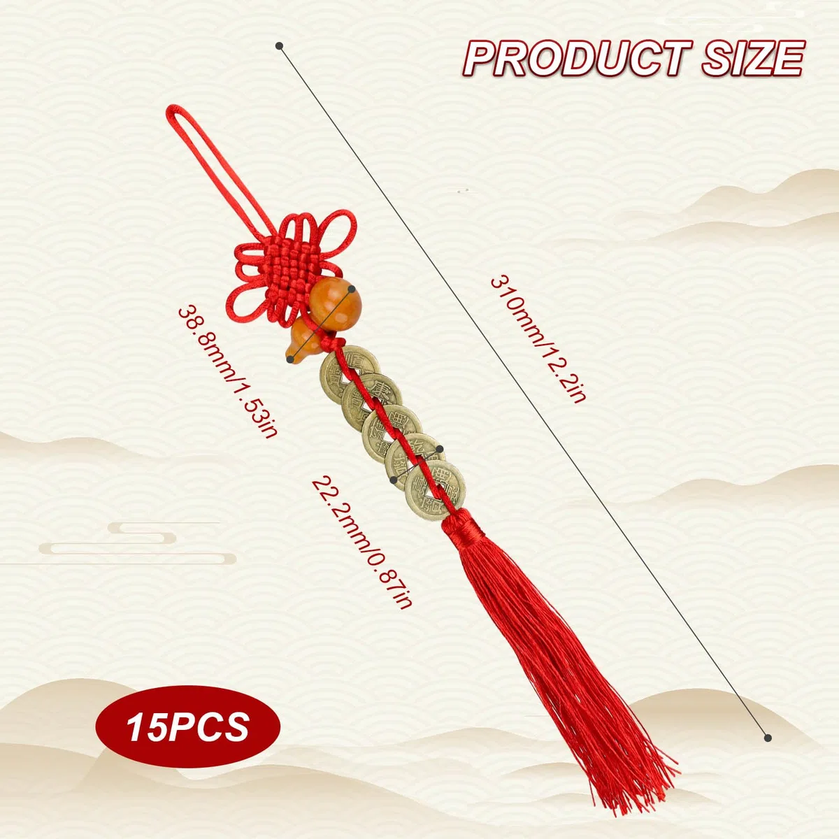 DEANKEJI 15 Pezzi Monete Antiche, Monete Cinesi, Monete Feng Shui Cinesi, Utilizzato per la Decorazione e per Portare Fortuna, MHLWDQ-10