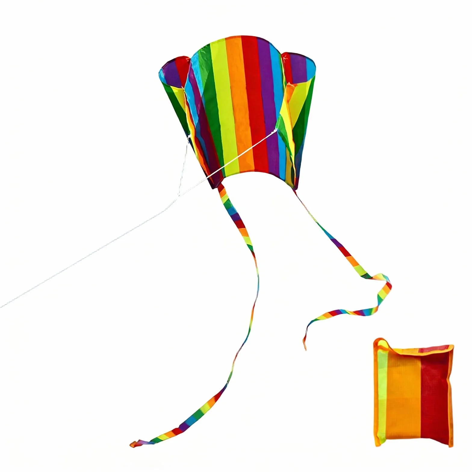 Aquilone Arcobaleno Colorato Tascabile con Coda Lunga, Aquiloni Tascabili, Aquiloni Facili da Far Volare per Principianti, Ideale per Parchi Spiaggia o Attività all'Aperto