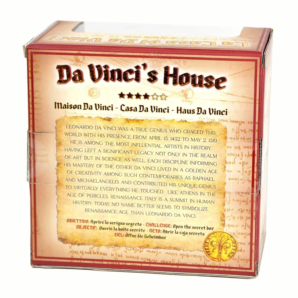 Logica Giochi art. La Casa di Da Vinci - Rompicapo in Legno - Scrigno Segreto - Difficoltà 4/6 Estremo - Collezione Leonardo