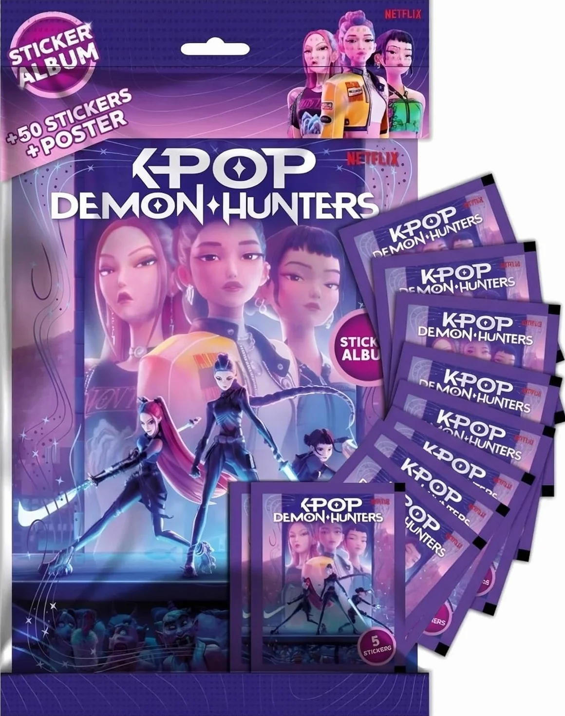 Generico KPOP DEMON HUNTERS Album + 10 Bustine di Figurine + Poster - Premium Starter Pack