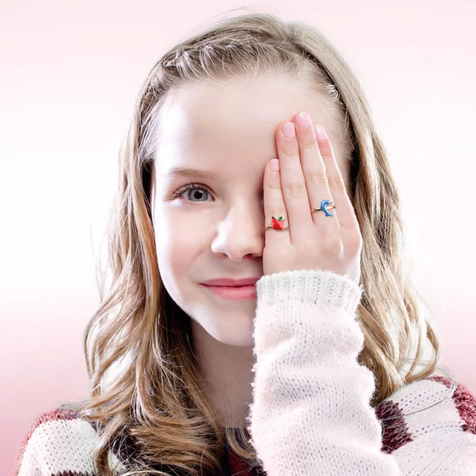 Set di Anelli per Bambine, 36 Pezzi Anello Bambina, Anelli per Bambini Gioielli, Ragazza per Bambini Anelli, con Vetrina a Forma di Cuore, per Bambini Favori di Compleanno (Stile Casuale)
