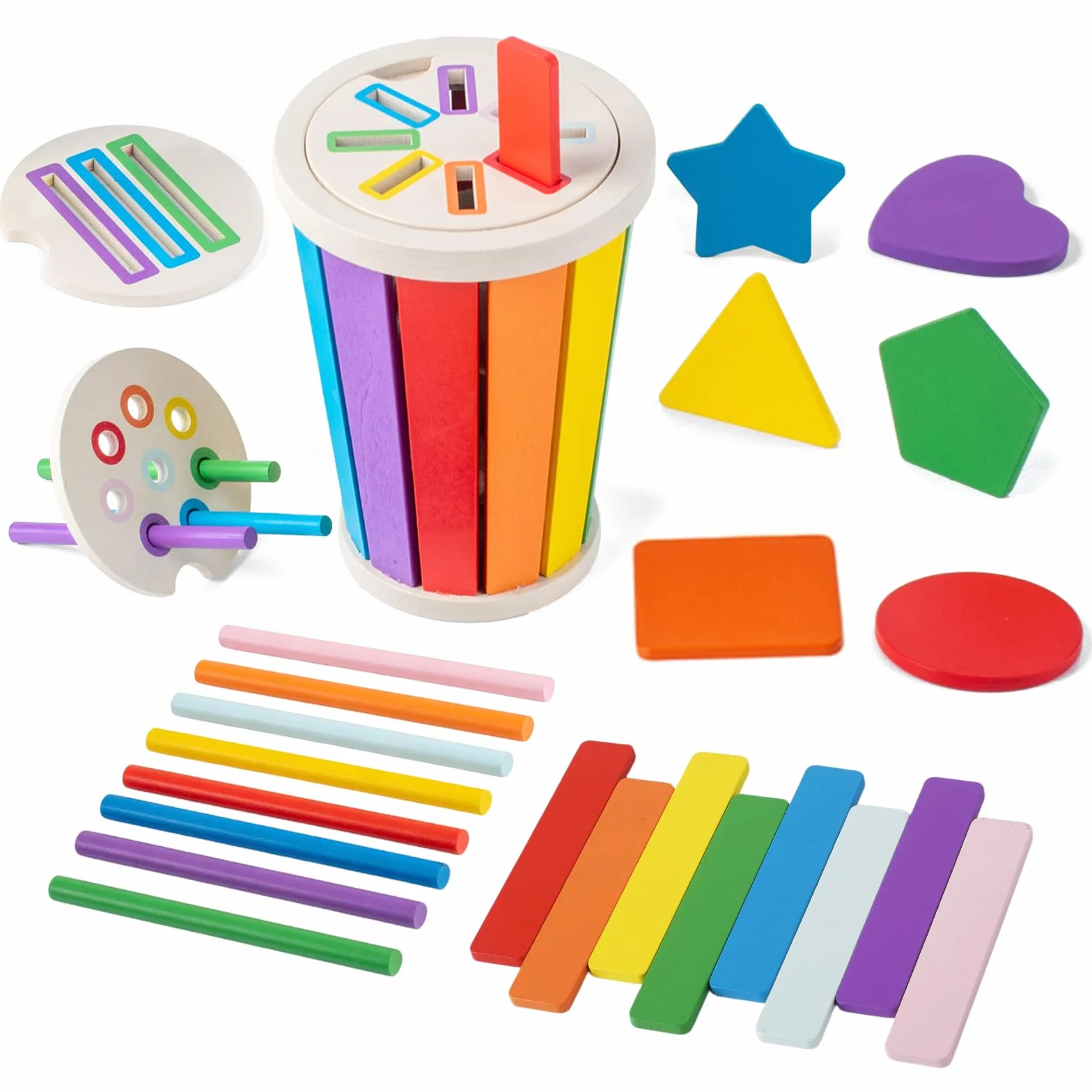 Giochi Montessori 1 2 3 Anni, Giochi Incastri in Legno per Bambini, Imparare Forme e Colori, Motricità Fine, Gioco da Viaggio Bambini, Regalo Bimbo, Giocattolo Sensoriale