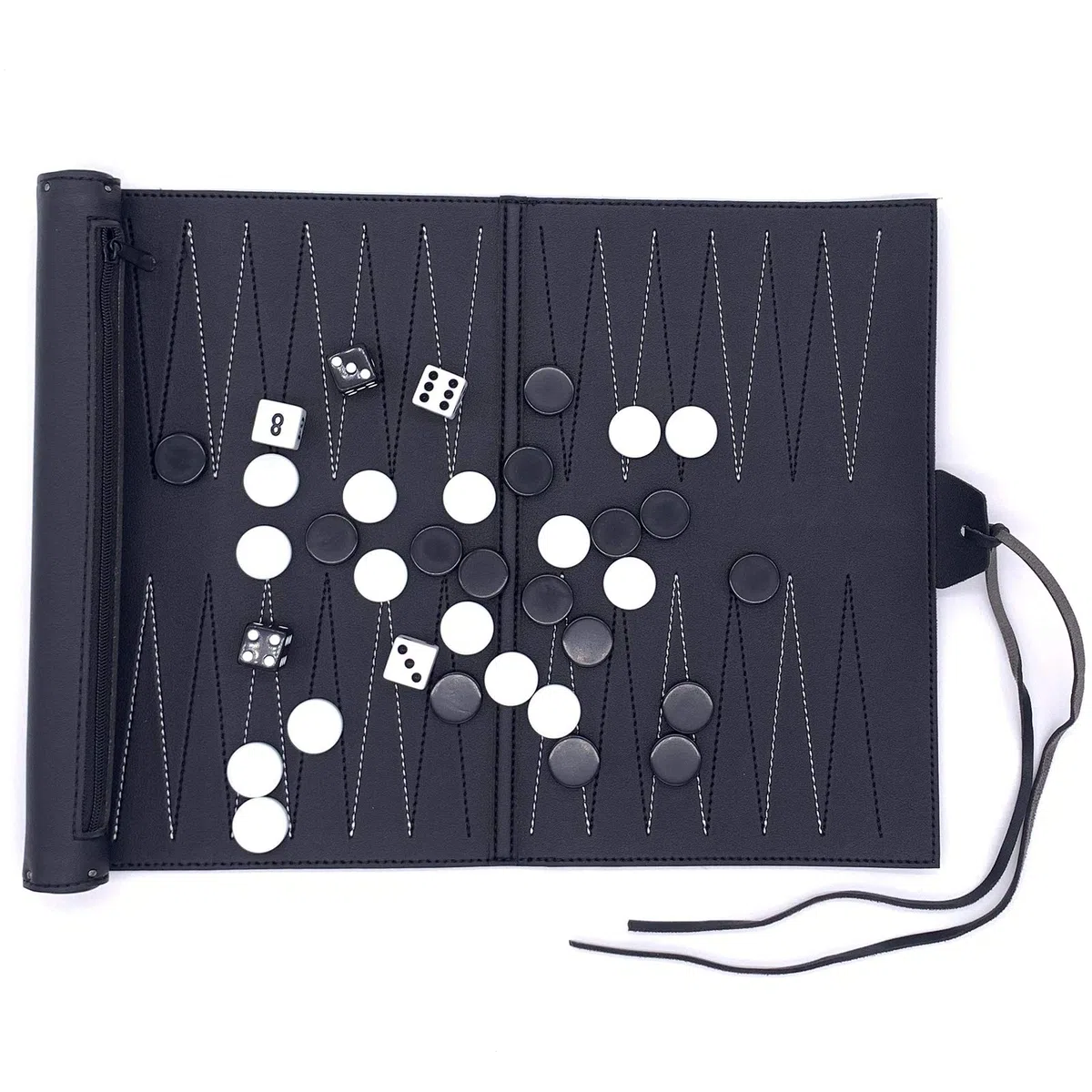 Set Backgammon da viaggio – Set Backgammon in pelle PU – Gioco da viaggio Roll-Up Backgammon – Idee tattiche per giochi da tavolo (pelle PU)