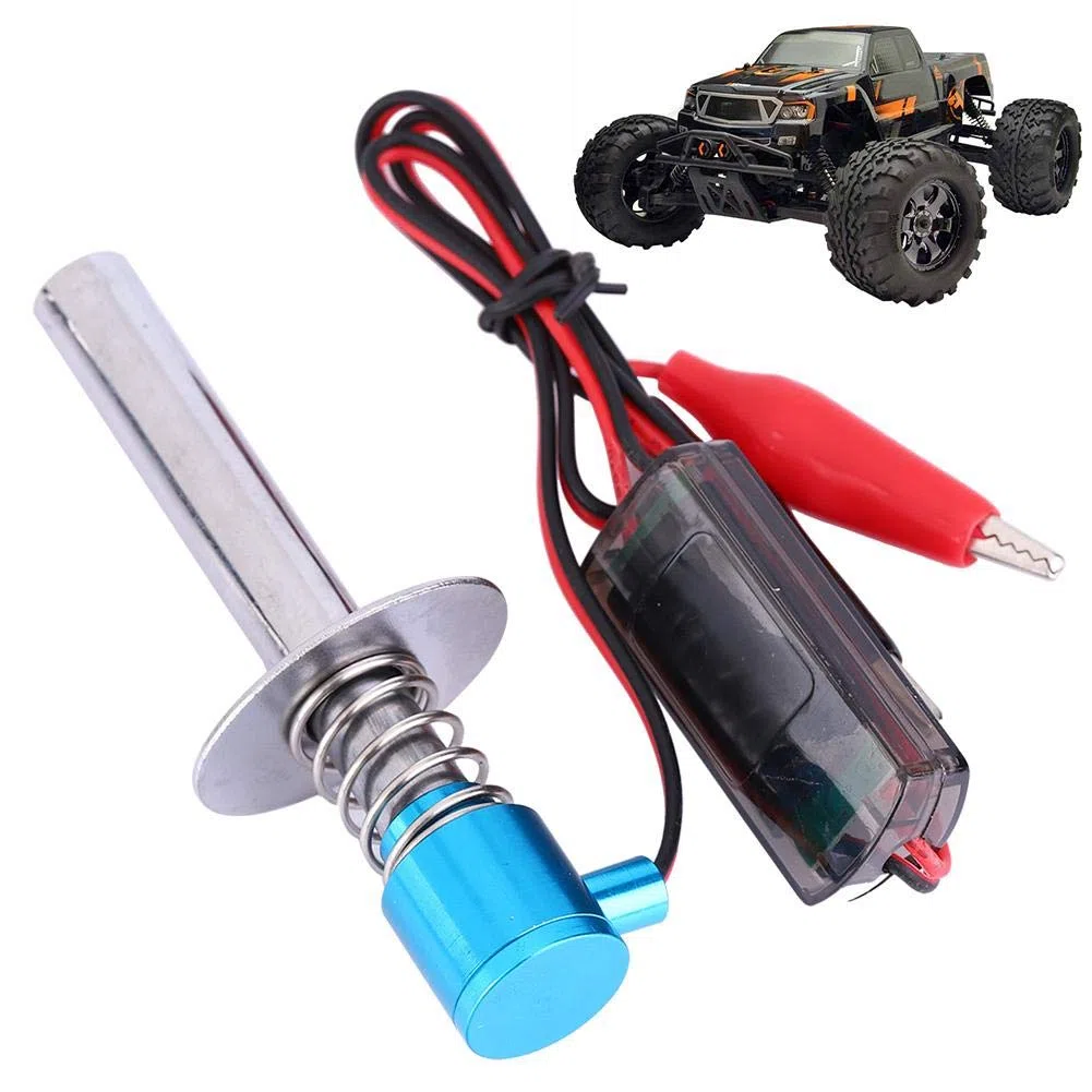 6V -24V Electronic Glow Plug Starter Igniter Fit per Nitro RC Car Engine con Batteria e Caricabatterie potenziati(02)