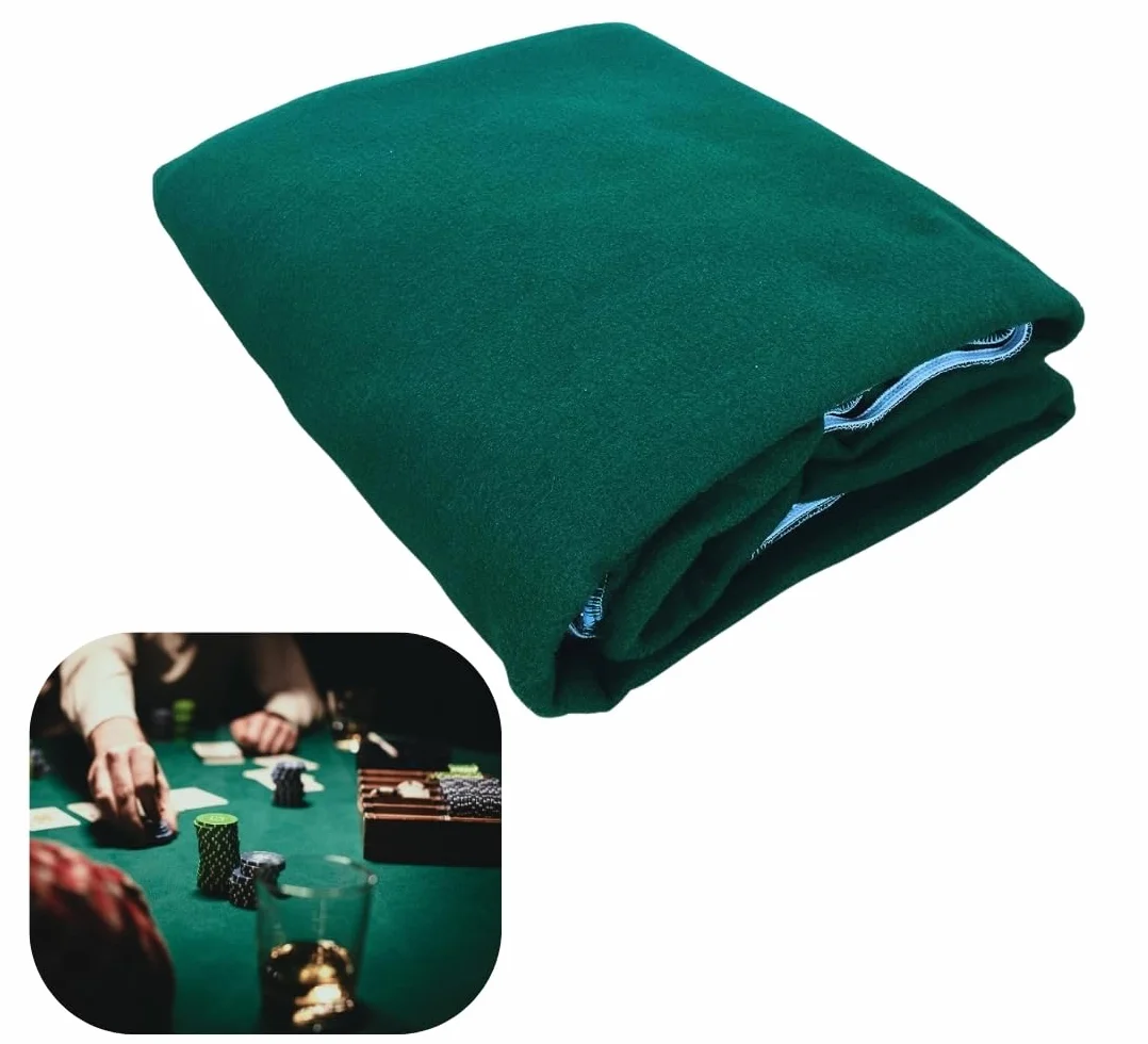 Generico Copritavolo da Gioco Verde, con Elastico, per Tavoli da 4 a 12 Posti, Rettangolare 180 x 140 cm, Poliestere, Panno Verde Per Tavolo, Poker - Burraco - Texas Holde'm