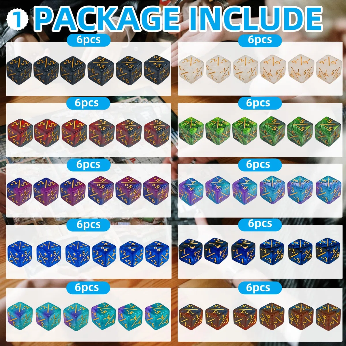 90 PCS MTG Contatori di Dadi - Contatore di Parole Abilità, -1/+1 Life Counter, Shield Life Counter Dice, Marble Colour D6 Dice Dice, per MTG, Giochi di Carte
