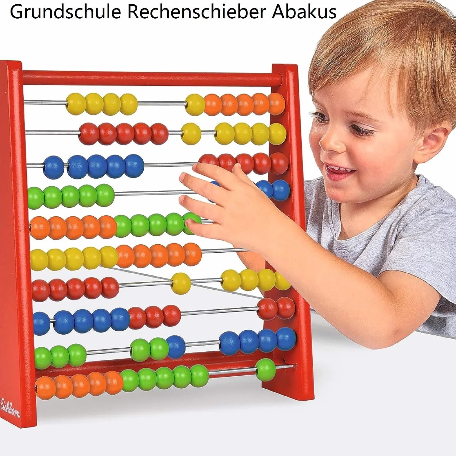 Bavooty Abaco Scuola Primaria,Pallottoliere per Bambini Legno,Abaco Legno Calcolatrice,Abaco di Montessori con 100 Bastoncini Contare,Superficie Liscia e Colori Vivaci
