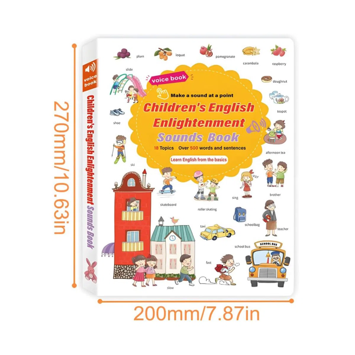 Generico English Words Sound Books - Gioco Di Lettura Di Oltre 500 Parole | Libri Di Apprendimento Elettrici Interattivi Di Oltre 500 Parole | Per La Scuola 'infanzia, La Biblioteca 'asilo, La