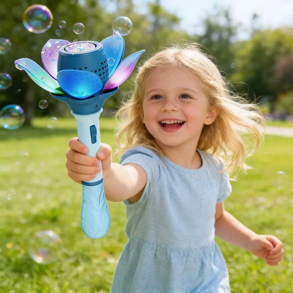 Fiore di Loto Pistola a Bolle, Pistola Bolle di Sapone Bambini 10000+ Bolle/Minuto, Sparabolle di Sapone Bambini Automatico con 120ml Soluzione