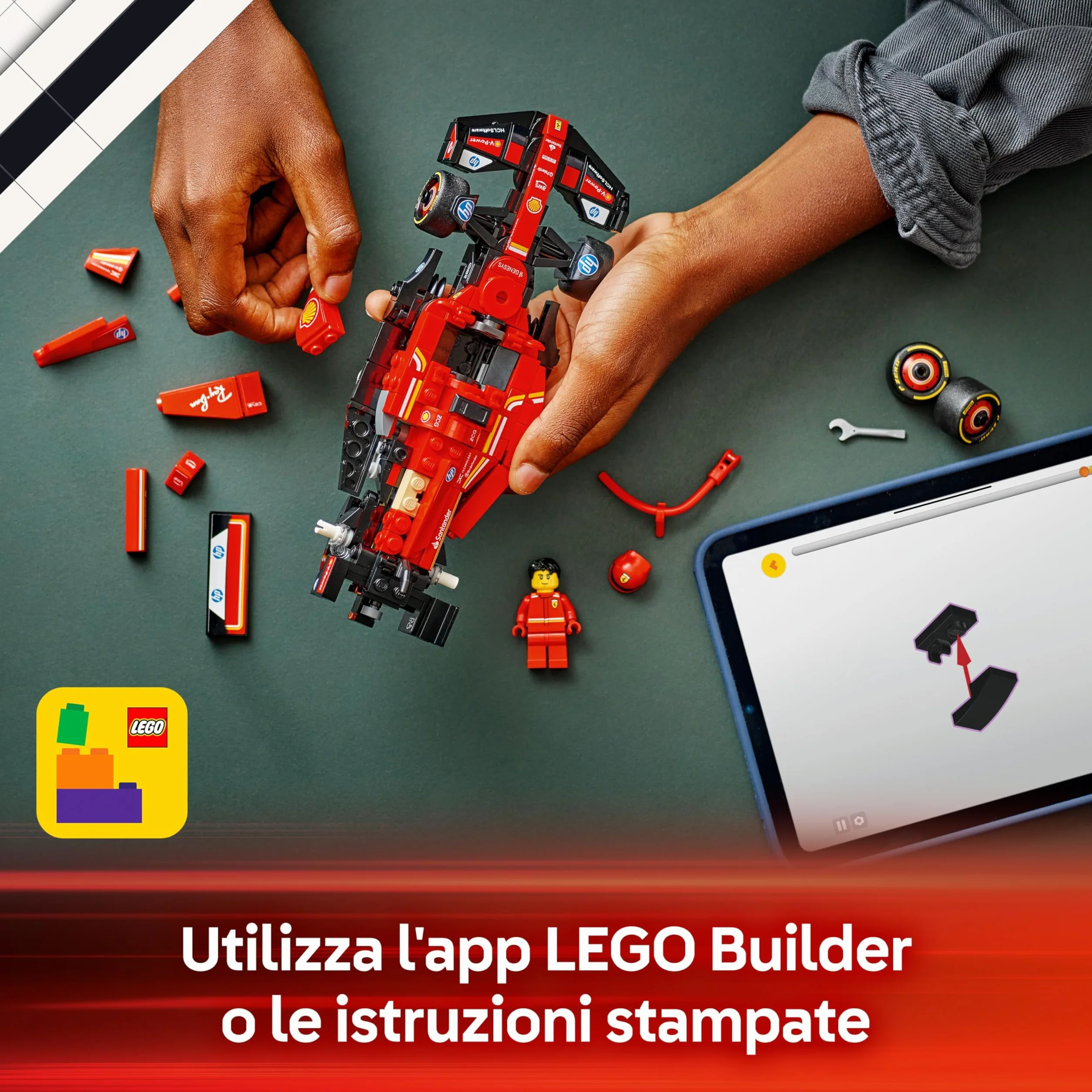 LEGO Speed Champions Ferrari F1 SF-24 77242 Auto da Corsa Giocattolo da Collezione con Minifigure Pilota