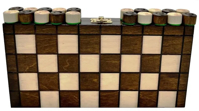 Un gioco di dama – Checkers 64 campi – Scacchiera pieghevole |25 x 25 cm| in legno & 24 Checkers |2 cm | – Checkers Set