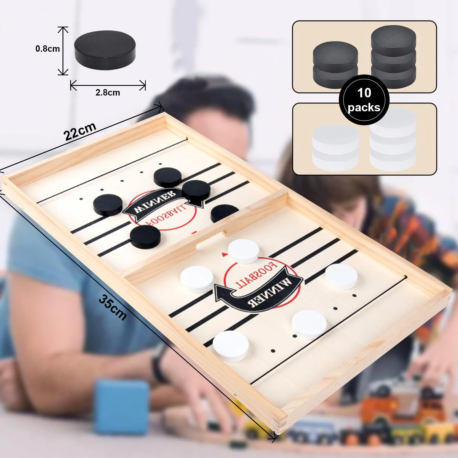 Hockey da Tavolo,Air Hockey da Tavolo Scacchiera in Legno Giochi Set Scacchiera Portatile 2 in 1 Giochi di Società Macchina daHockeys su Ghiaccio Gioch Bambinin,per Tavol Società