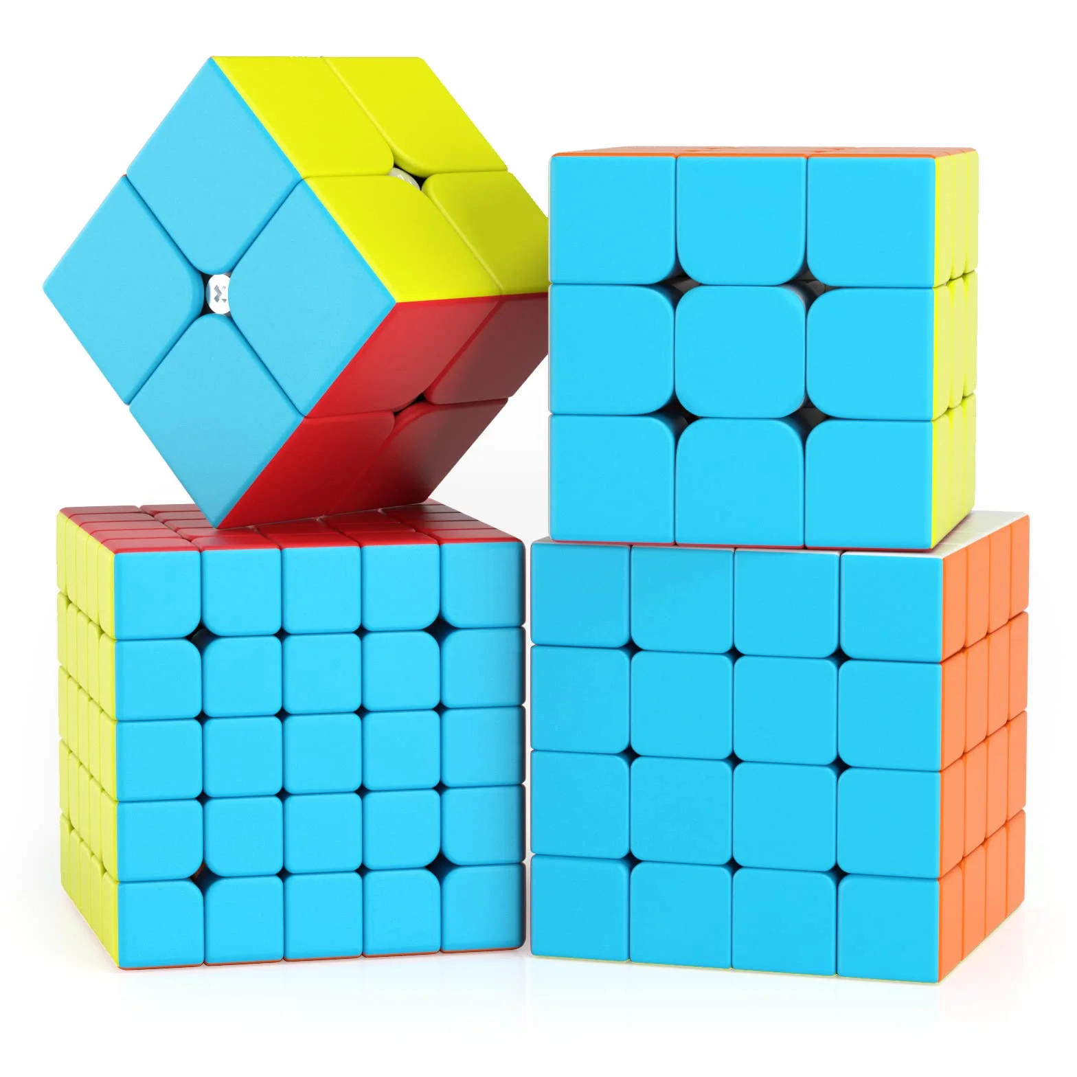 ROXENDA Speed Cube Set, Cubo di Velocità 2X2 3X3 4X4 5X5 Stickerless Speed Cube con Confezione Regalo, Tutorial Segreto per Cubi di Velocità